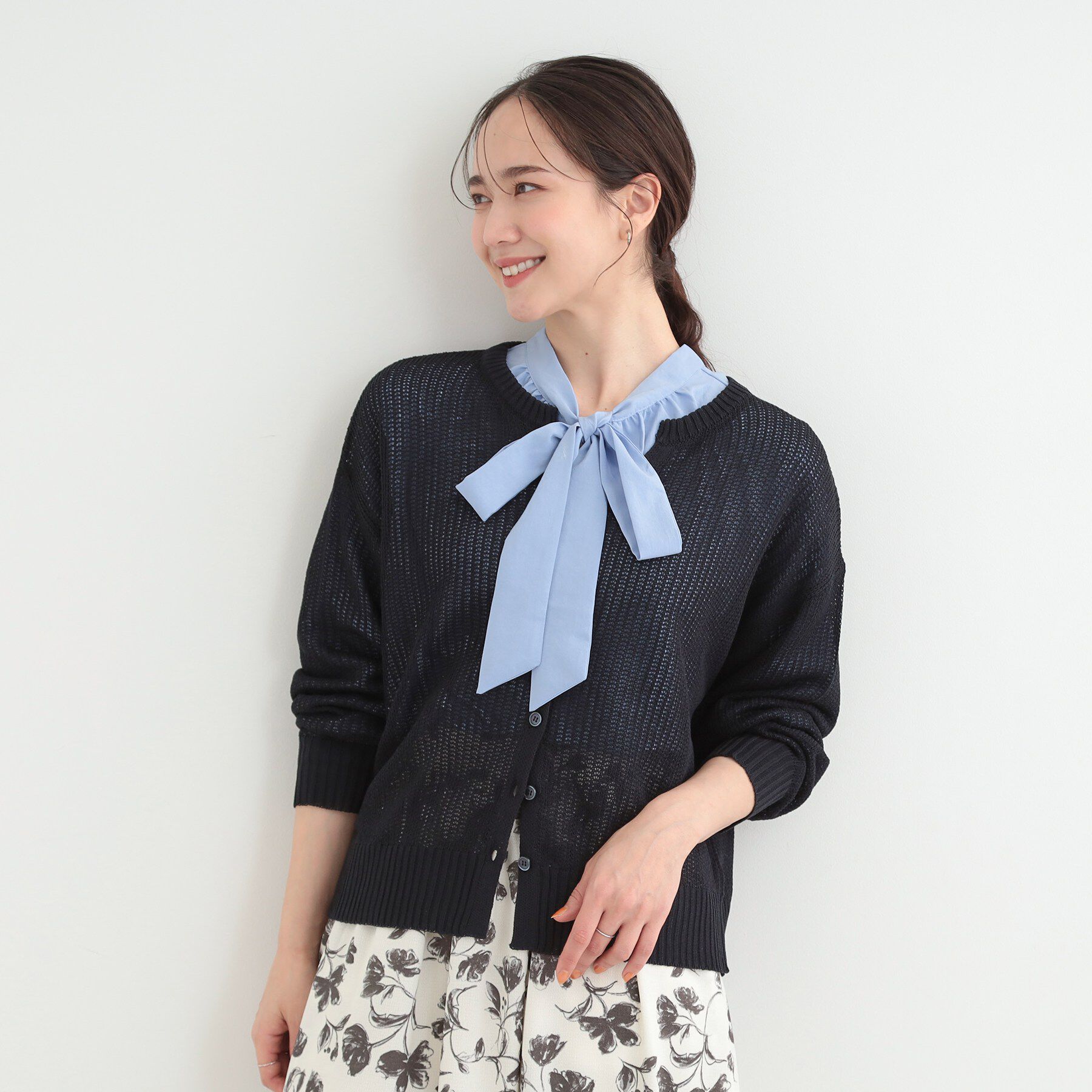 SHOO･LA･RUE「【洗濯機可/S-LL】キーネックでこなれ見え　ざっくり編みカーディガン」|カーディガン|