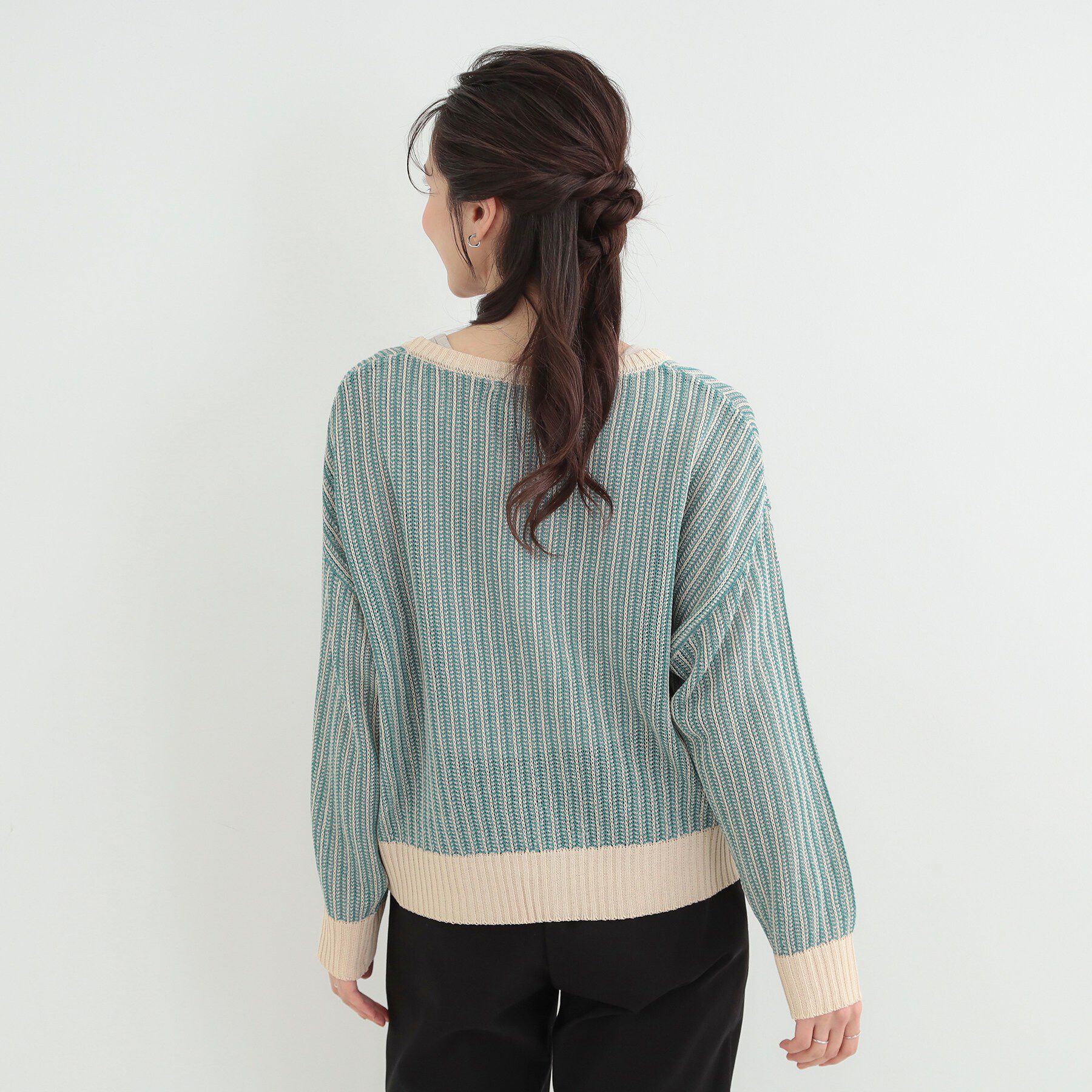 SHOO･LA･RUE「【洗濯機可/S-LL】キーネックでこなれ見え　ざっくり編みカーディガン」|カーディガン|