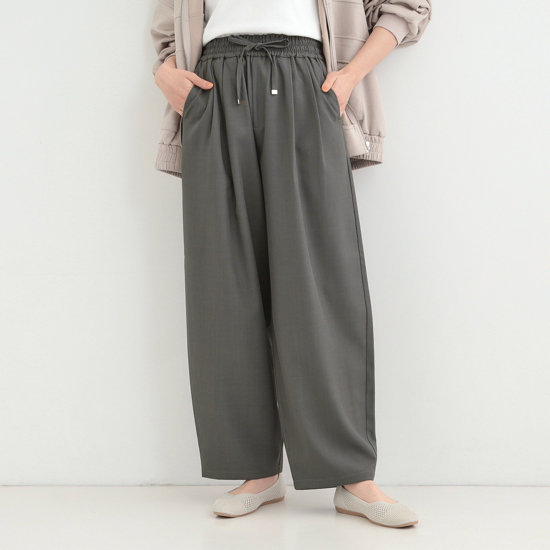 SHOO･LA･RUE「タックバギーカーブパンツ」|その他|チャコールグレー(0