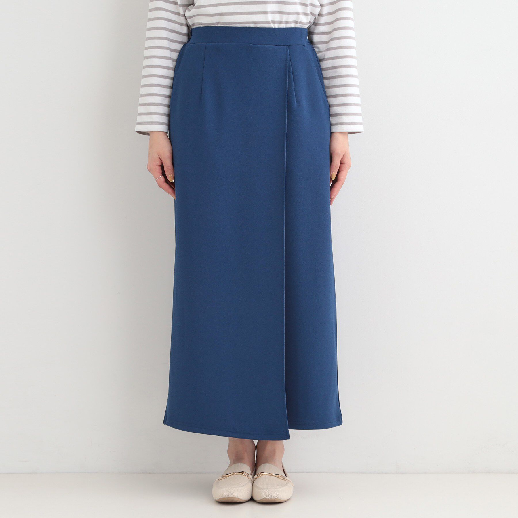 SHOO･LA･RUE「【洗濯機可/S-LL】腰まわりを自然にカバーする ラップ風ナロースカート」|スカート|