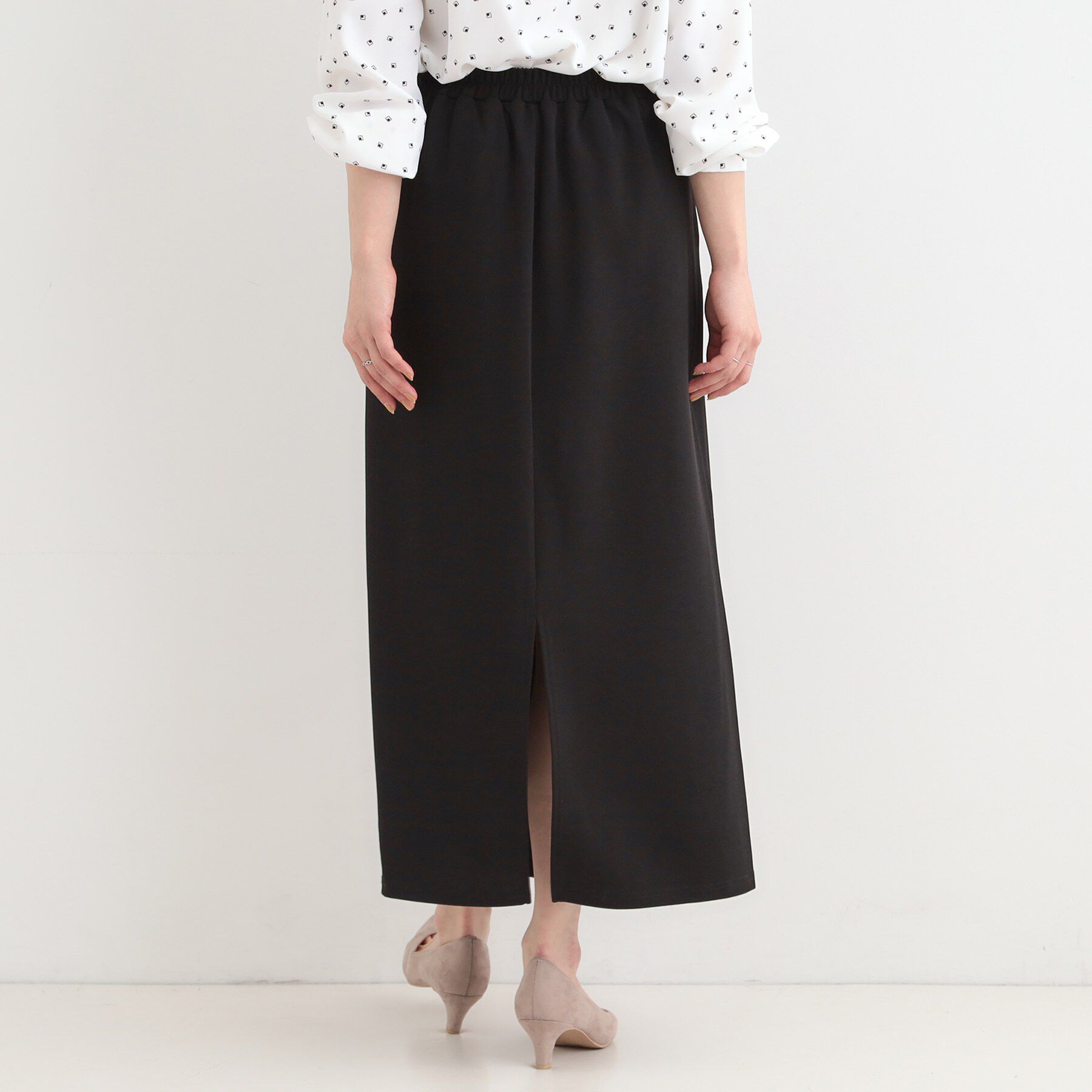 SHOO･LA･RUE「【洗濯機可/S-LL】腰まわりを自然にカバーする ラップ風ナロースカート」|スカート|