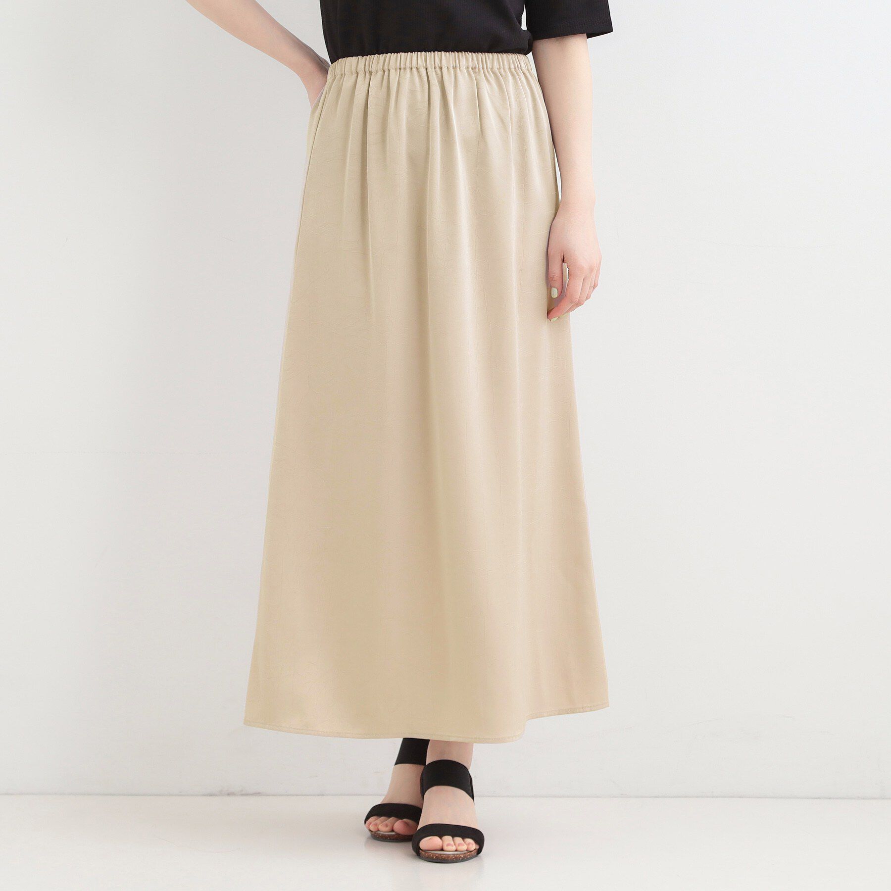 SHOO･LA･RUE「【洗濯機可】大人に嬉しい　上品サテンマーメイドスカート」|スカート|