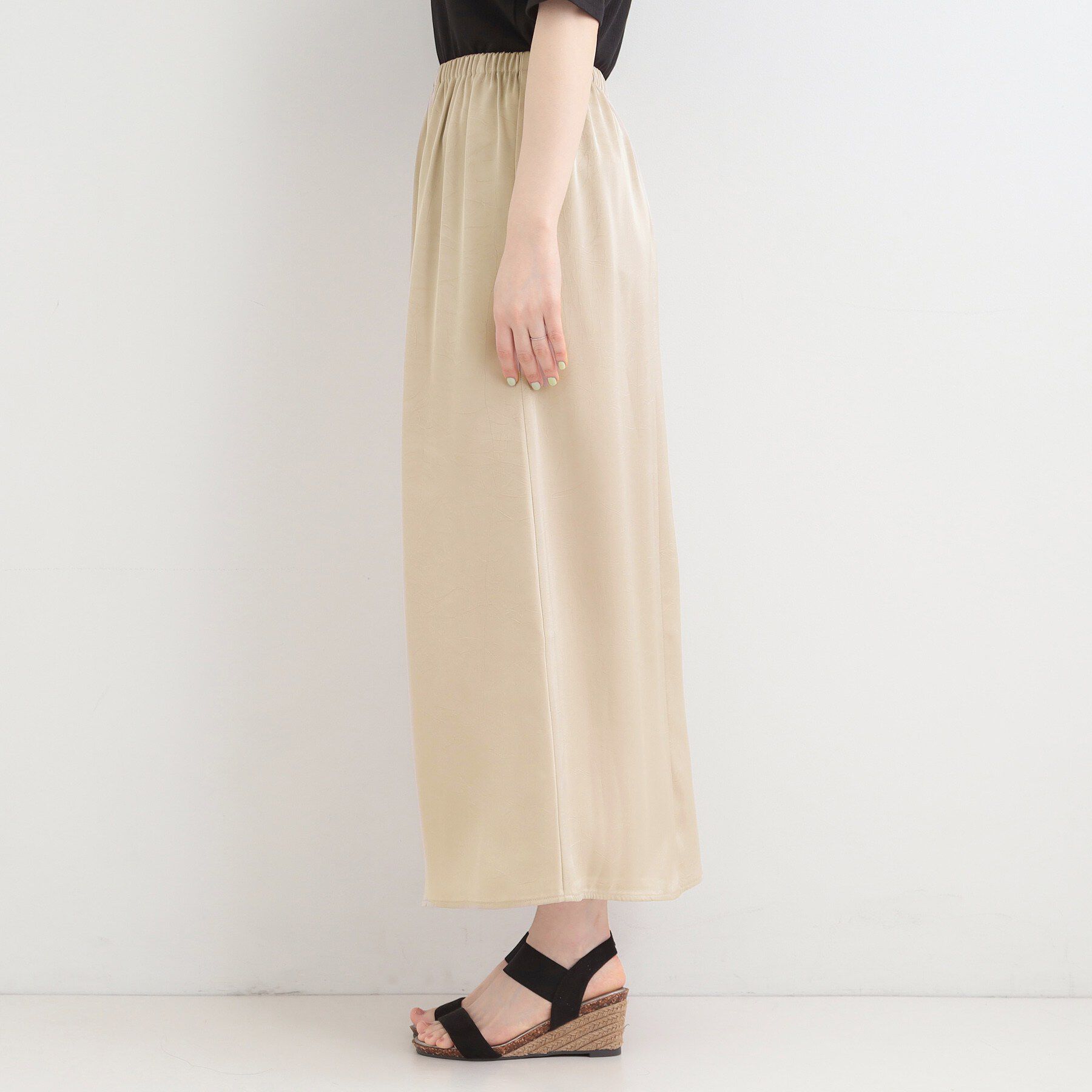 SHOO･LA･RUE「【洗濯機可】大人に嬉しい　上品サテンマーメイドスカート」|スカート|