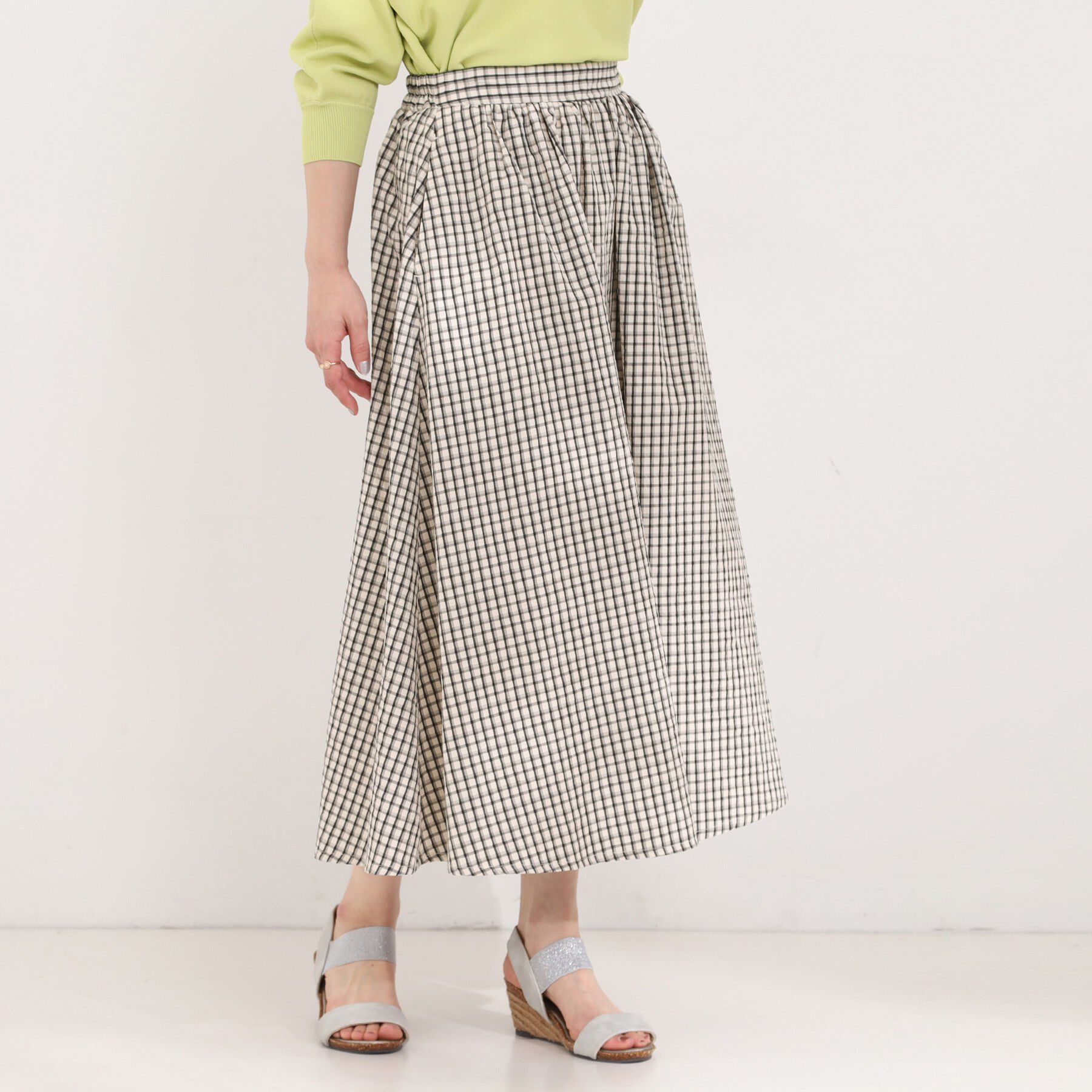 SHOO･LA･RUE「【セットアップ可】サッカーチェックフレアスカート」|スカート|