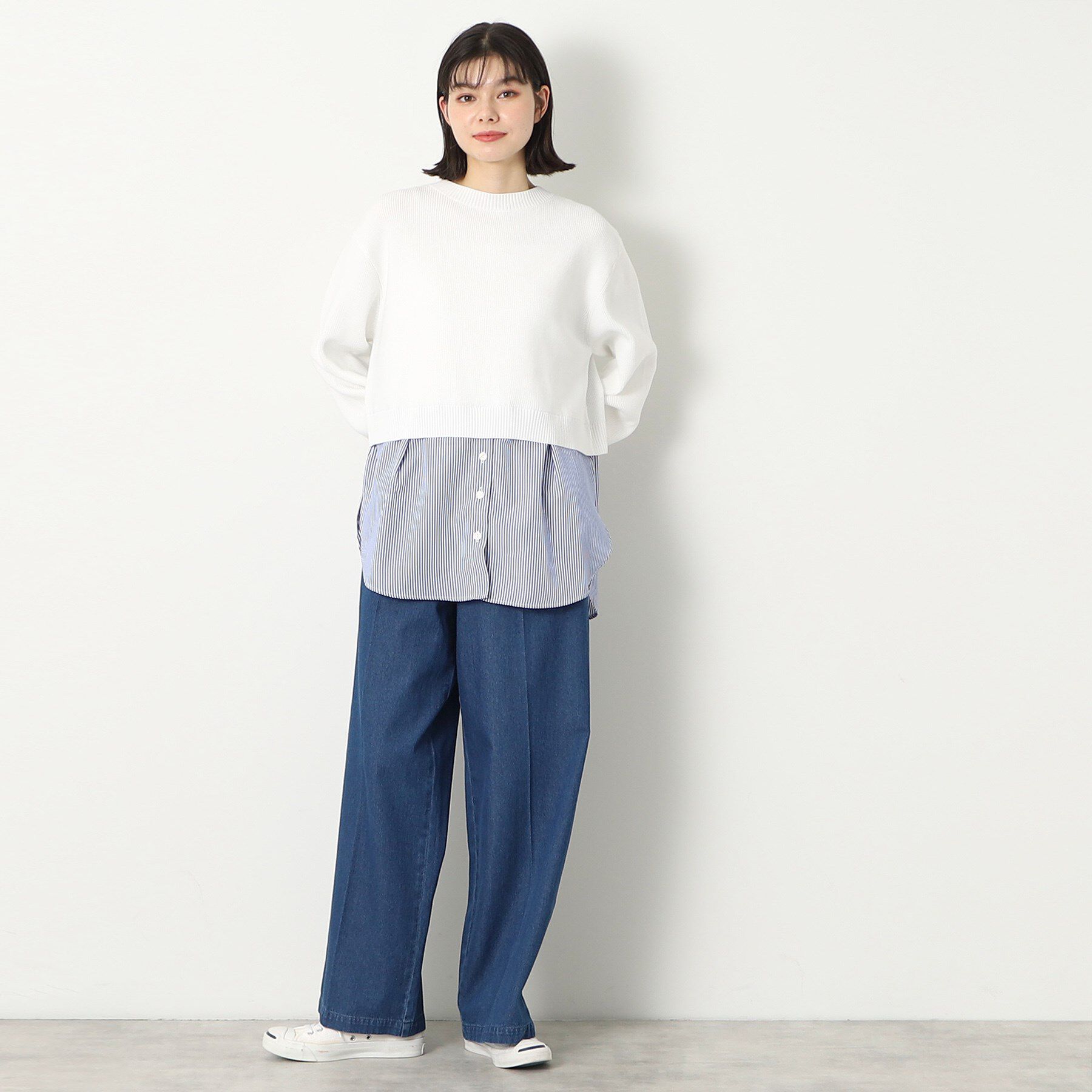 Dessin「【洗える】シャツレイヤード風ニット」|ニット・セーター|