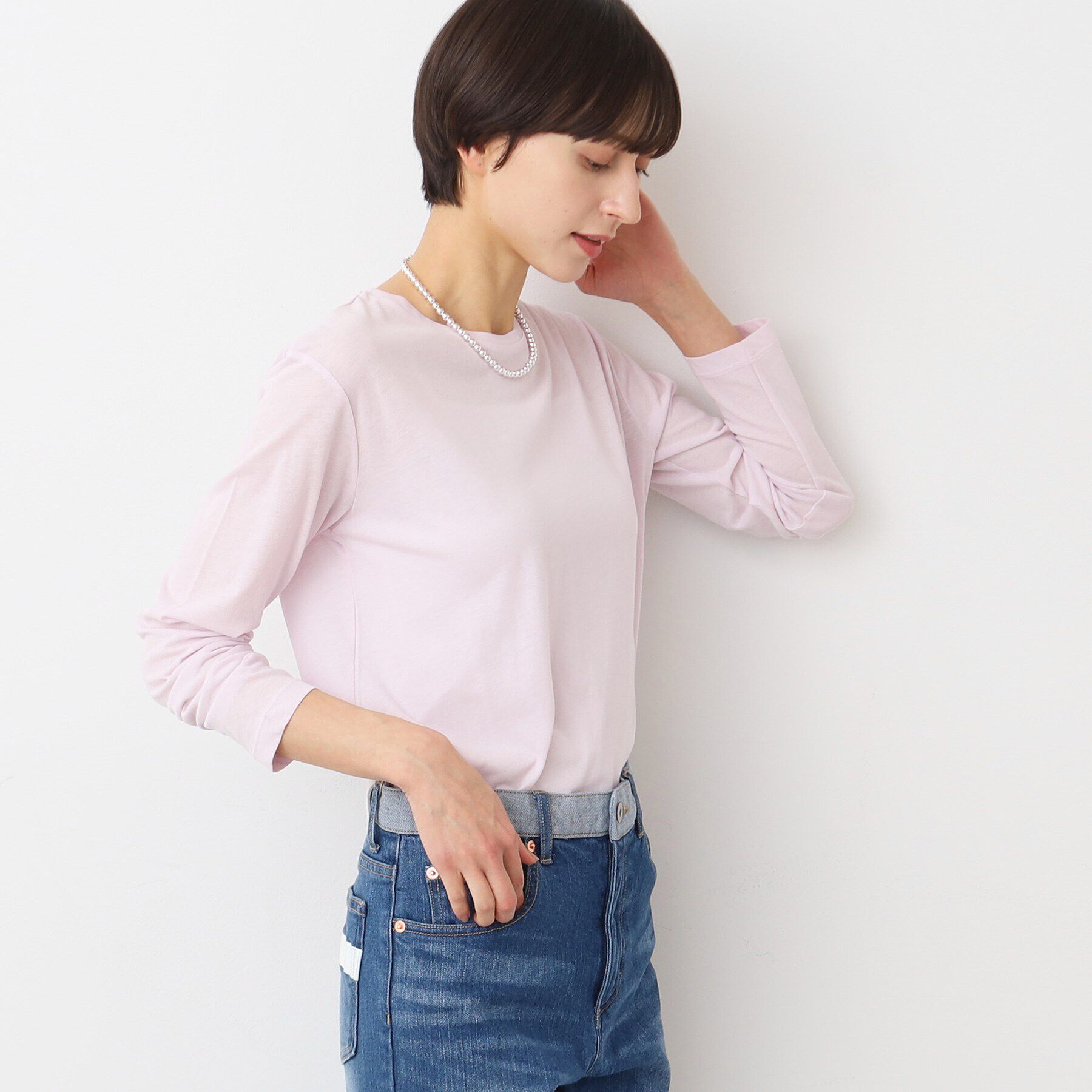 Dessin「【洗える】クルーネックシースルーロンT」|Tシャツ・カットソー|