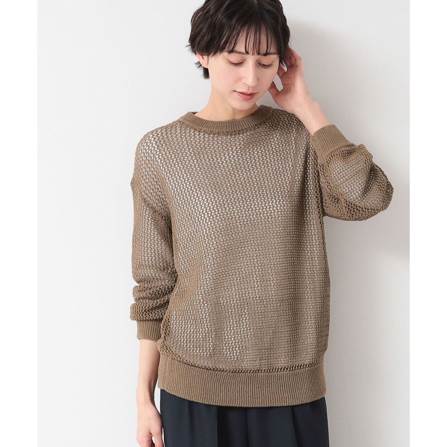 Dessin「【洗える】メッシュニット（S～L）」|ニット・セーター|カーキ(027)
