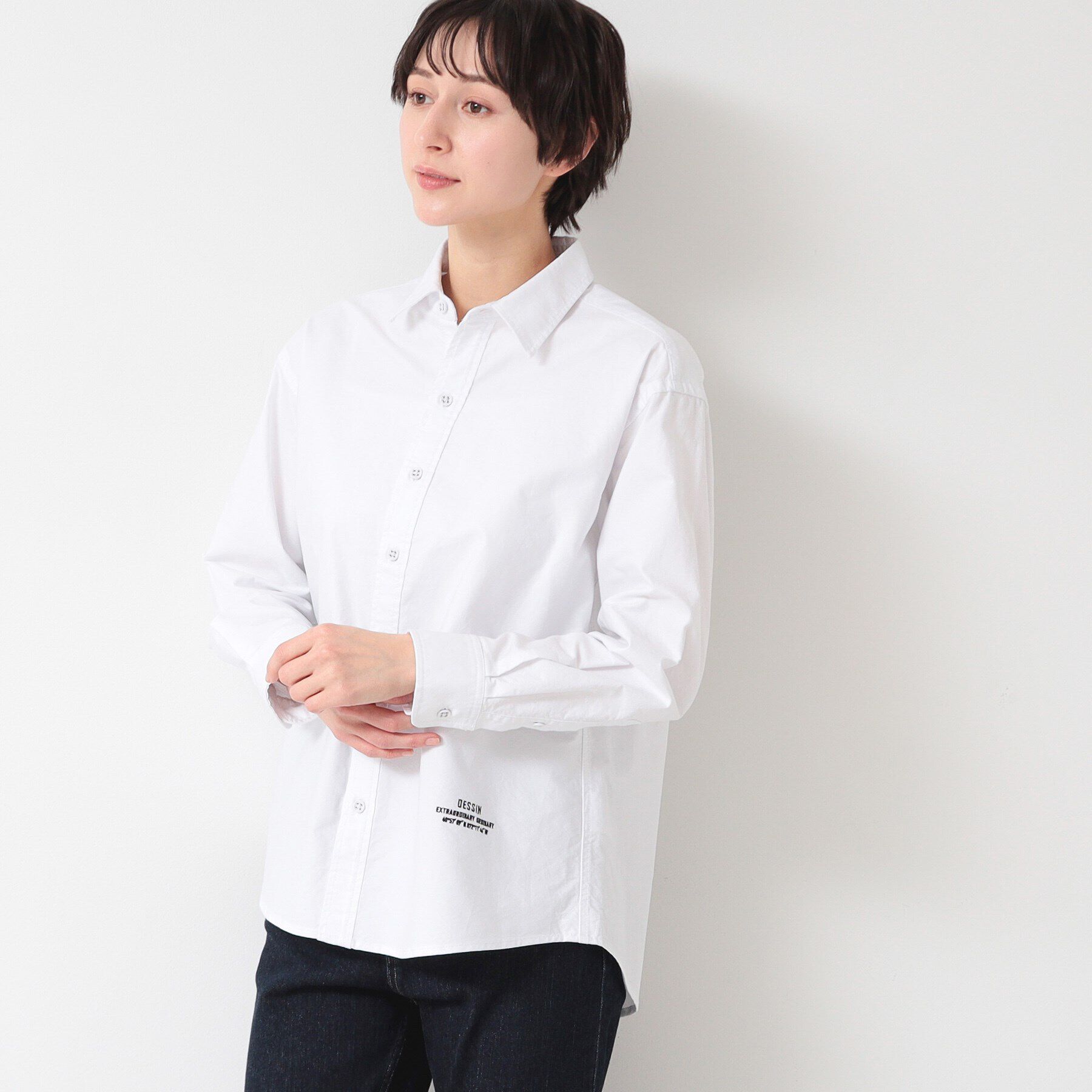 Dessin「【ユニセックス】刺繍入りオックスシャツ」|シャツ・ブラウス|