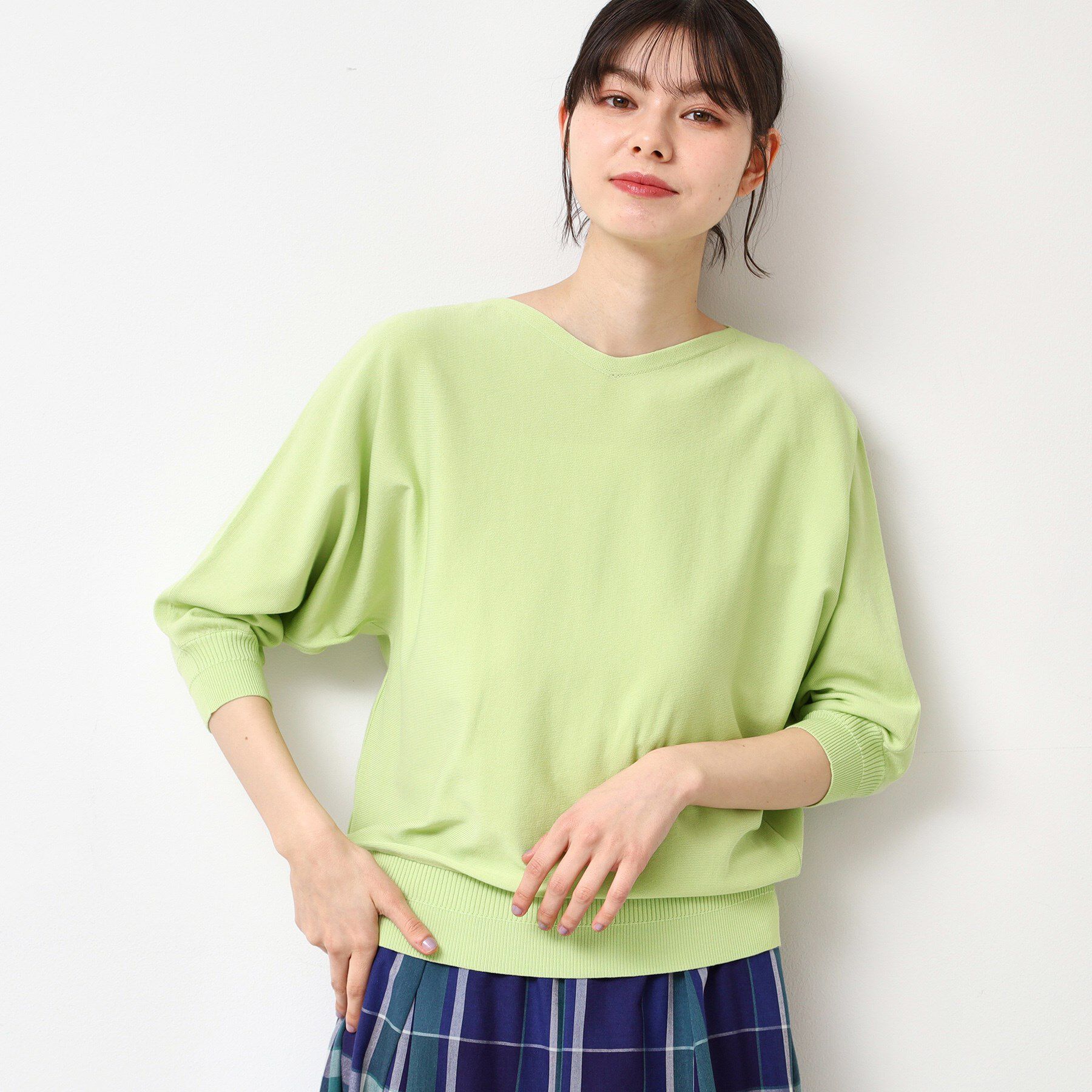 Dessin「【選べる7色展開・洗える】後ろボタンニットプルオーバー七分袖（XS～L）」|ニット・セーター|