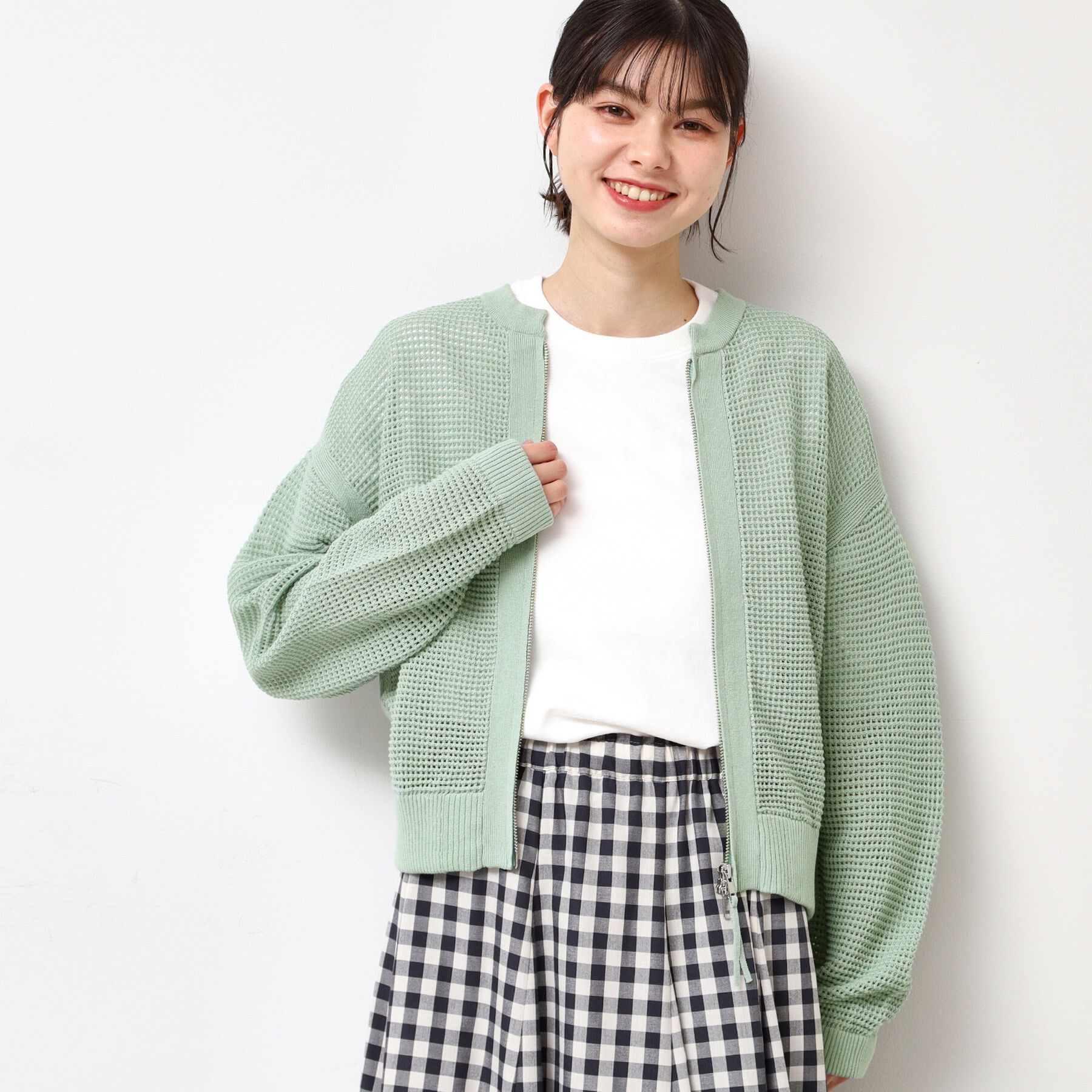 Dessin「【セットアップ可能・洗える】コットンメッシュブルゾン」|ブルゾン・スタジャン|ライトグリーン(02