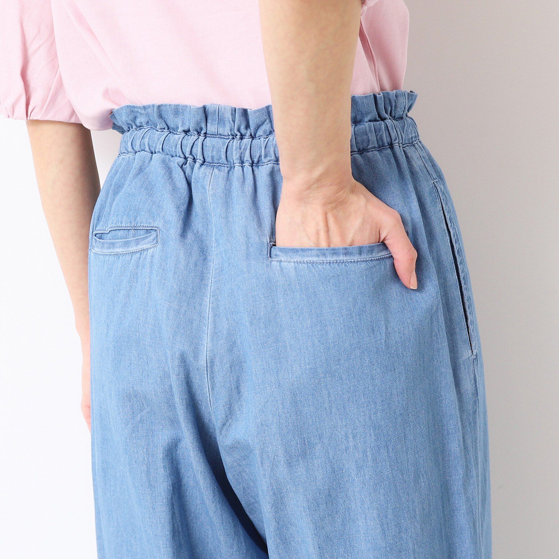 Dessin「【ウエストゴム・洗える】リネンブレンドデニム調イージーパンツ（XS～L）」|その他|