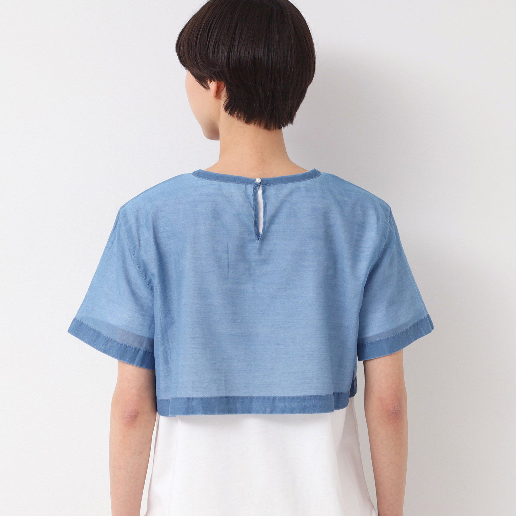 Dessin「【洗える】シアーデニムショート丈ブラウス」|シャツ・ブラウス|