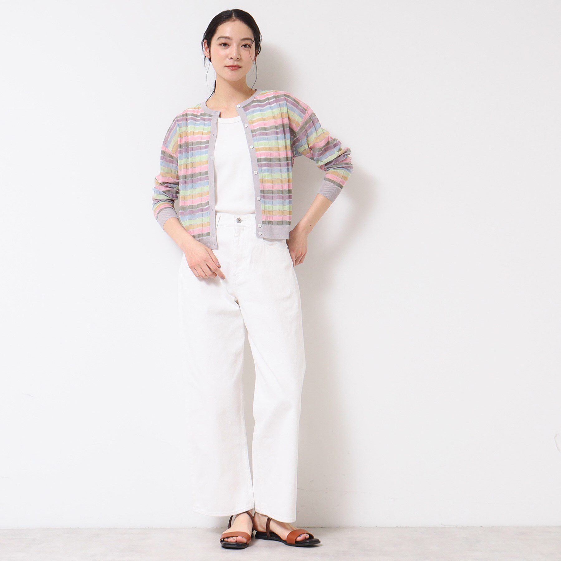 Dessin「【洗える】シアーボーダーカーディガン（S～L）」|カーディガン|