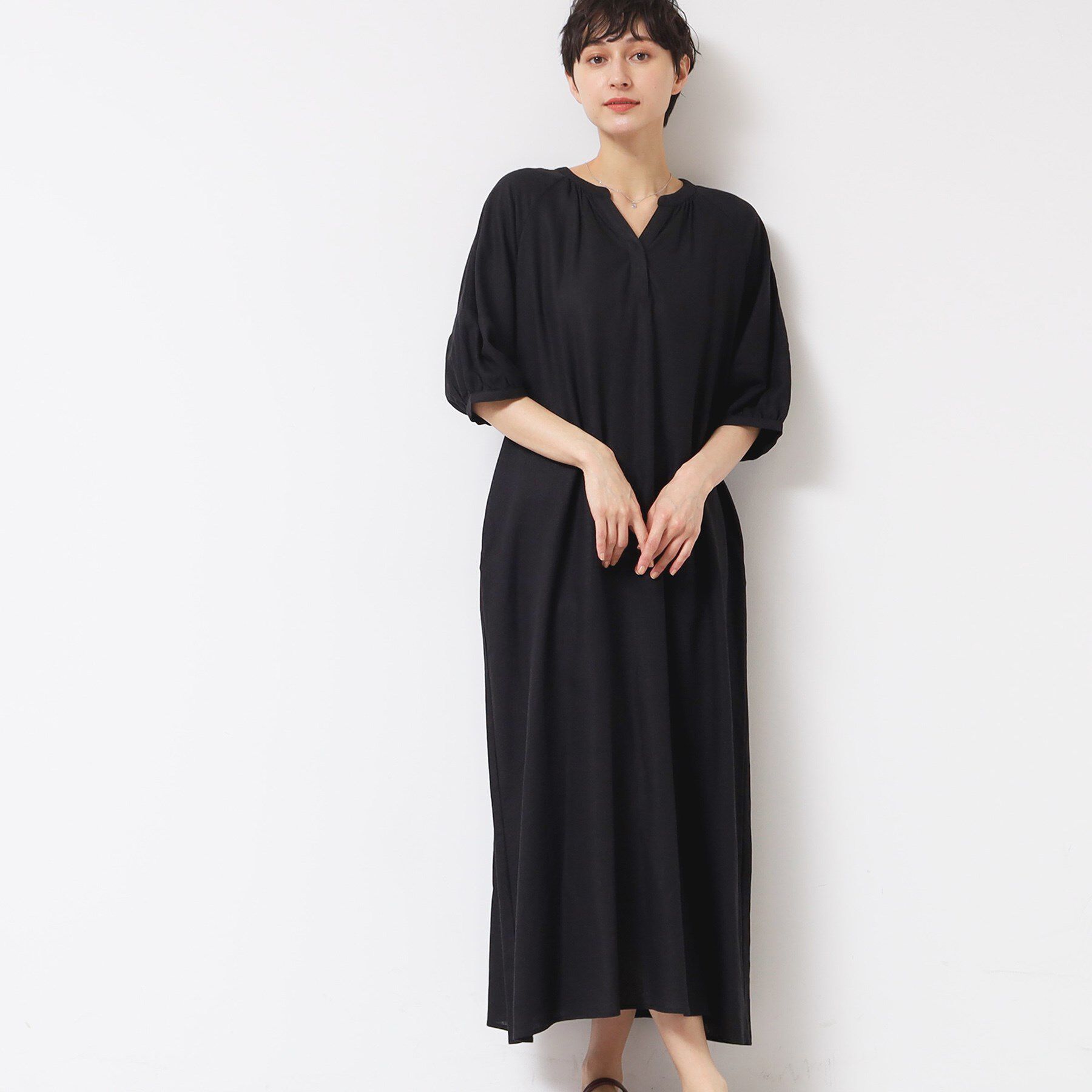 Dessin「【洗える】パフスリーブAラインワンピース（S～L）」|ワンピース|