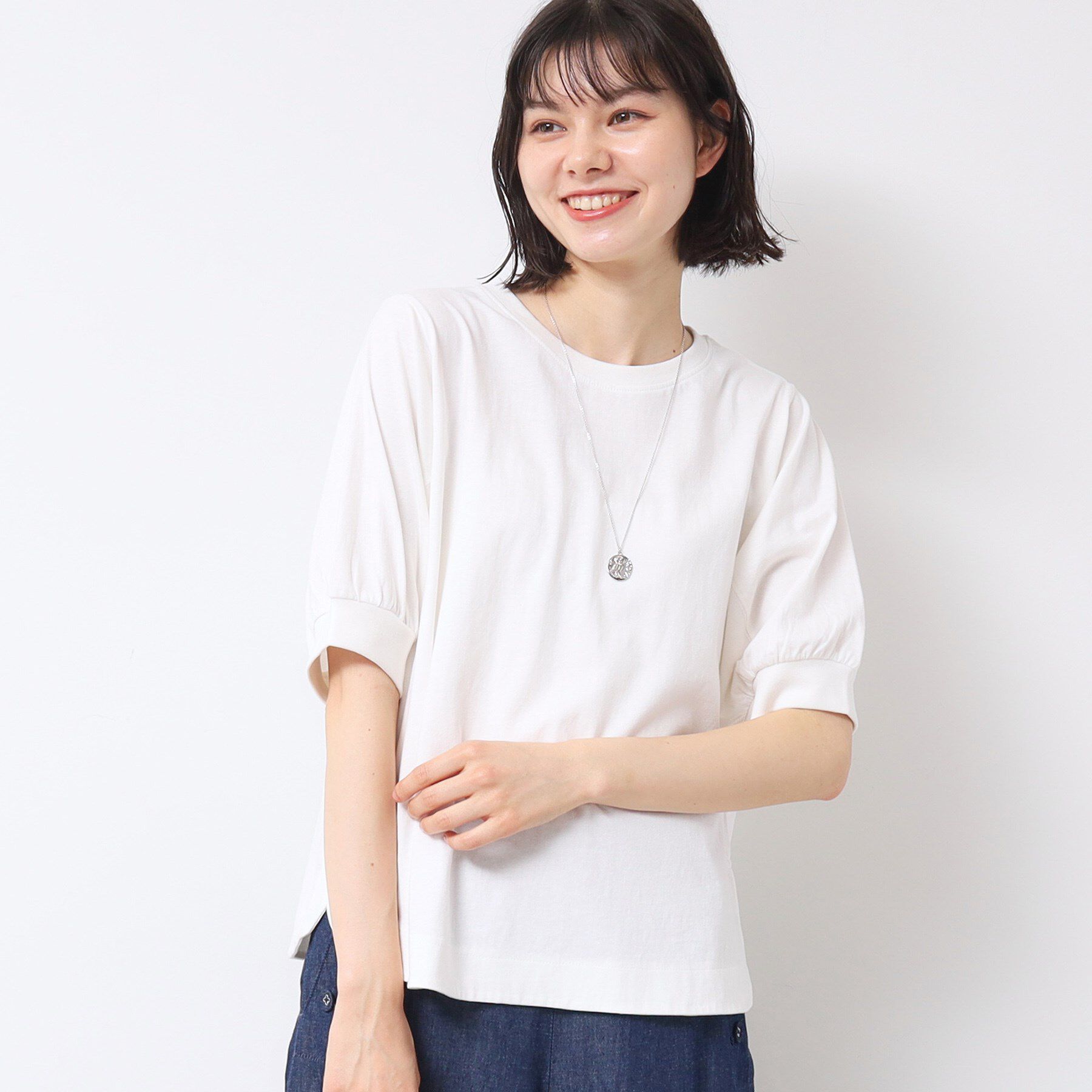 Dessin「【洗える】パフスリーブカットソー（XS～L）」|Tシャツ・カットソー|ホワイト(002)