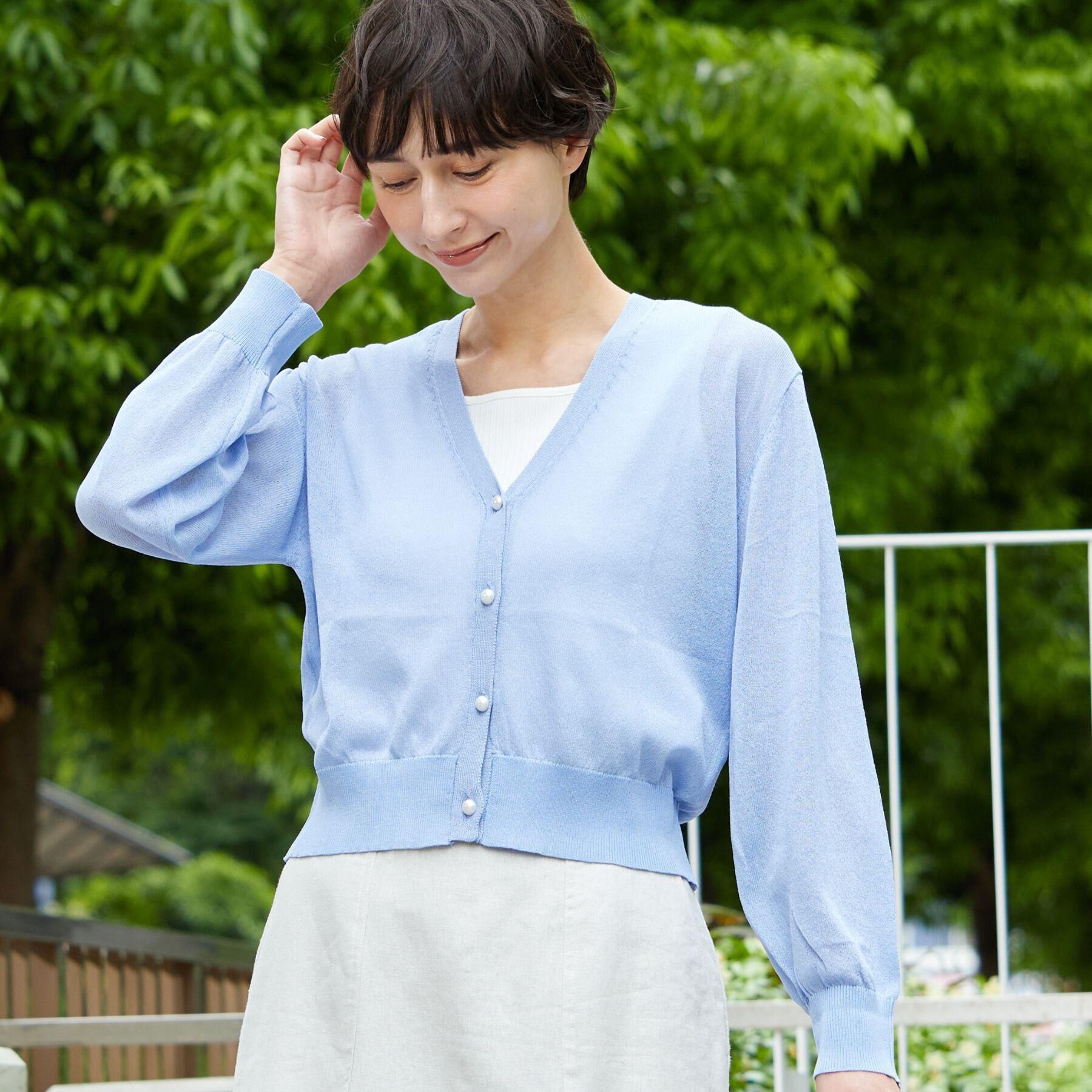 Dessin「【UVカット・洗える】パール調ボタンシアーカーディガン」|カーディガン|