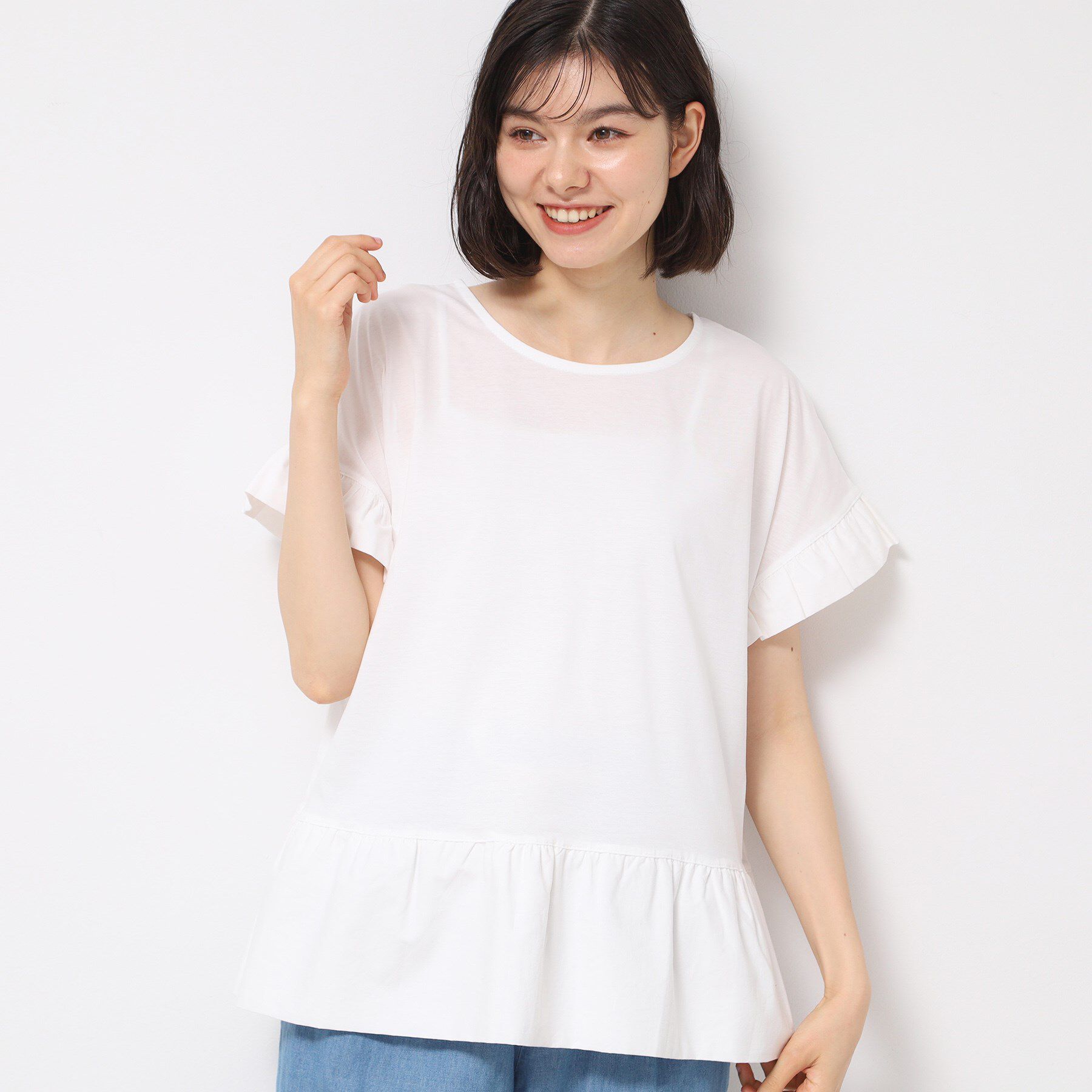 Dessin「◆【洗える】ラッフルドッキングカットソー」|Tシャツ・カットソー|