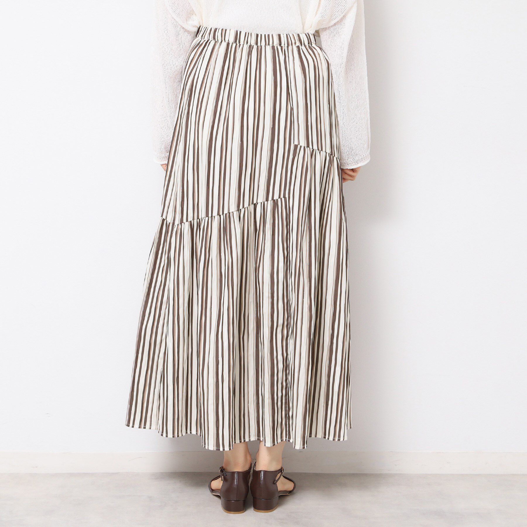 Dessin「◆【ウエストゴム・洗える】ストライプ柄切り替えスカート」|スカート|