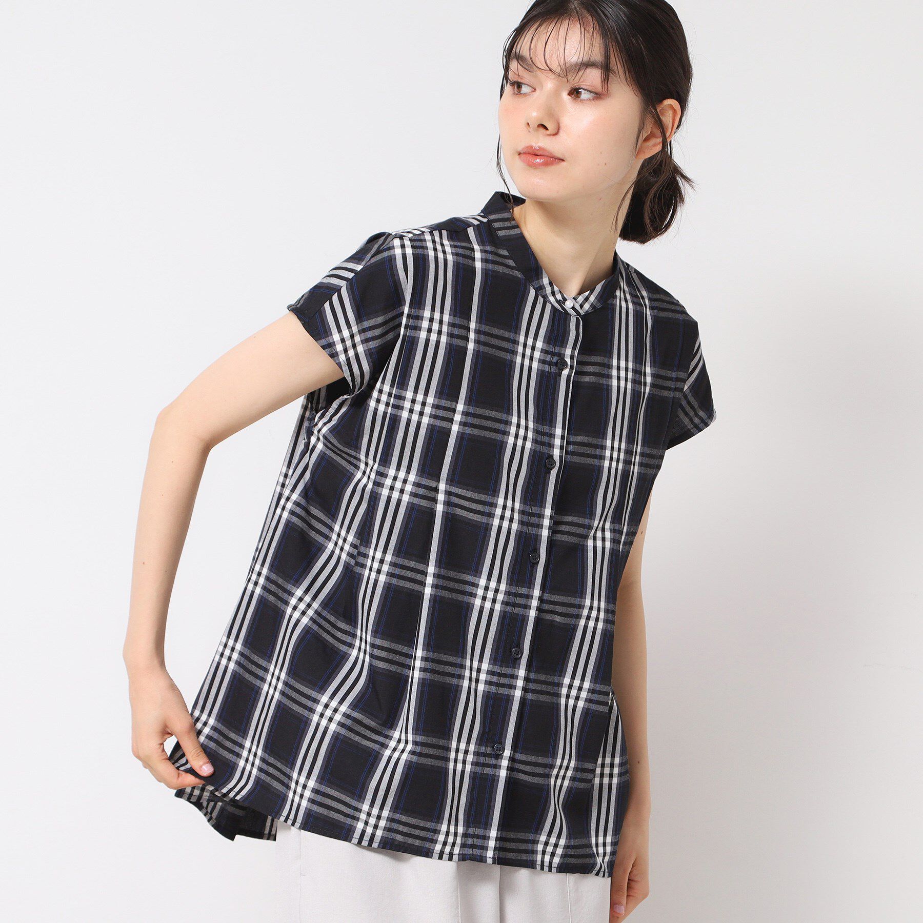 Dessin「【洗える】フレンチスリーブフレアーブラウス（XS～L）」|シャツ・ブラウス|ブルー(293)