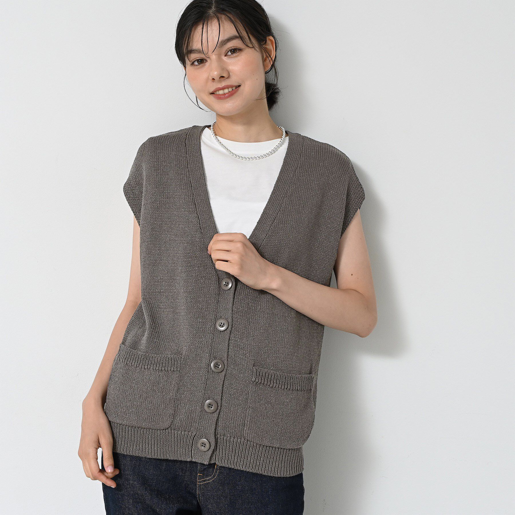 Dessin「【洗える】フレンチスリーブニットベスト」|ベスト・ジレ|