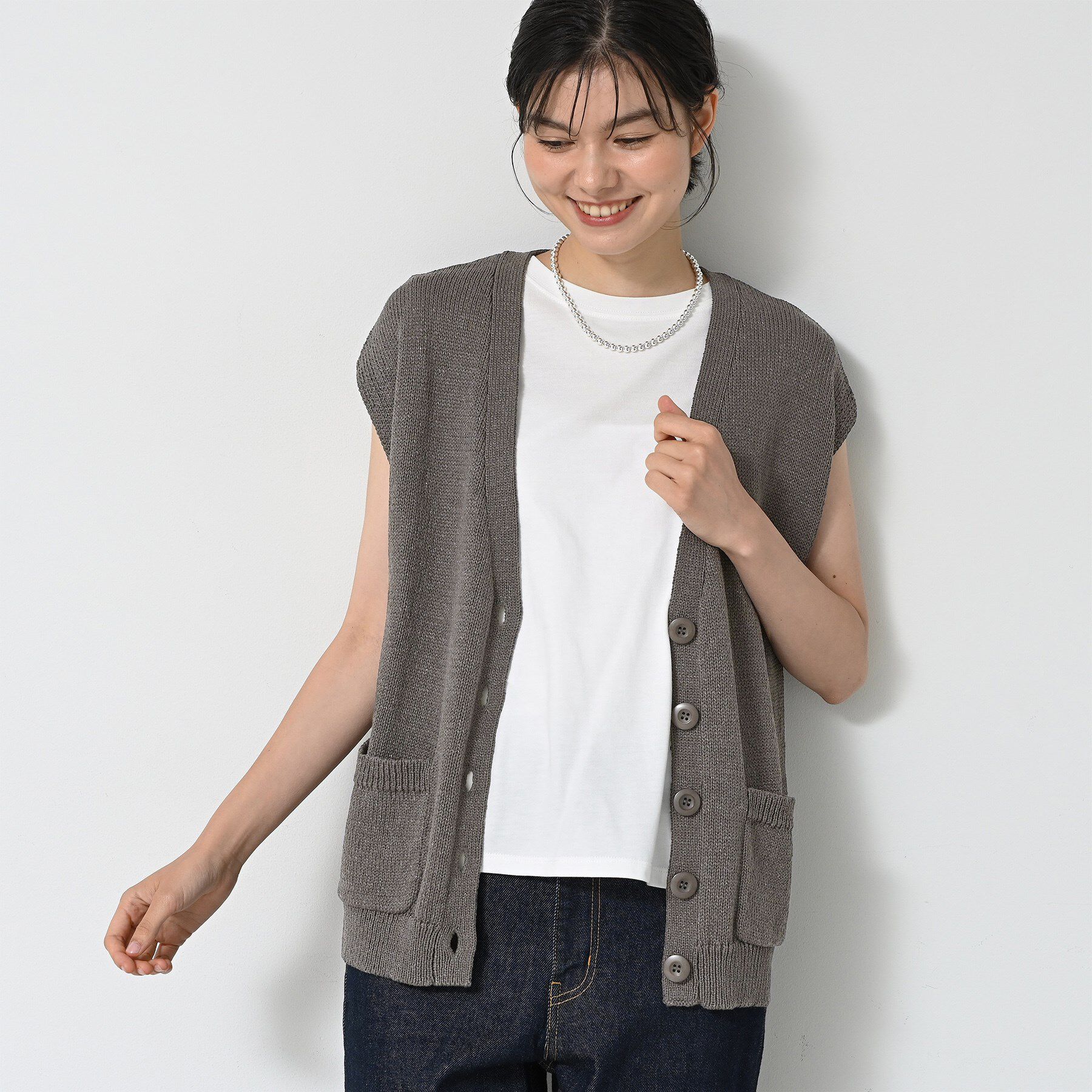 Dessin「【洗える】フレンチスリーブニットベスト」|ベスト・ジレ|