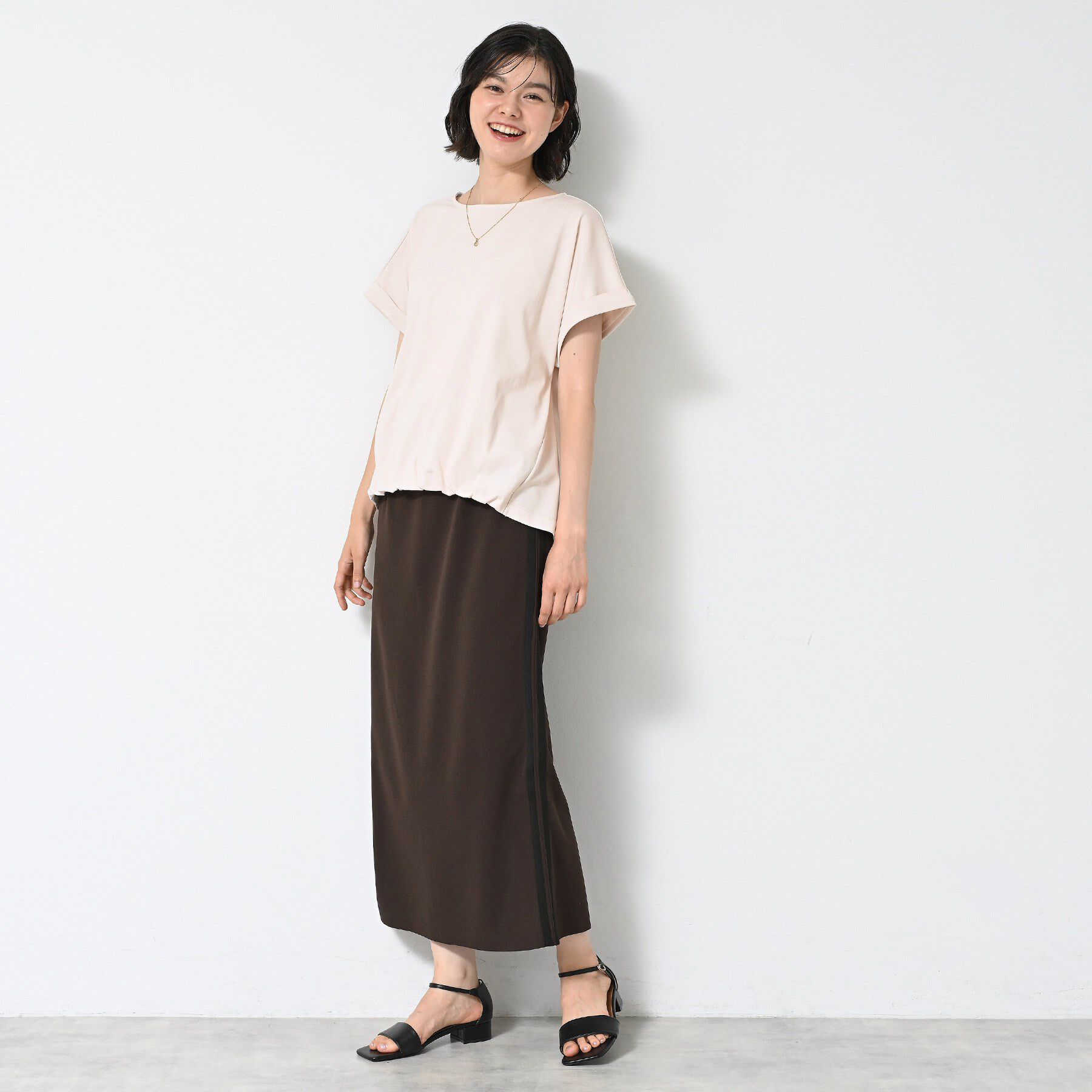 Dessin「【二の腕カバー／UVカット】ロールアップスリーブ裾ギャザーカットソー」|Tシャツ・カットソー|