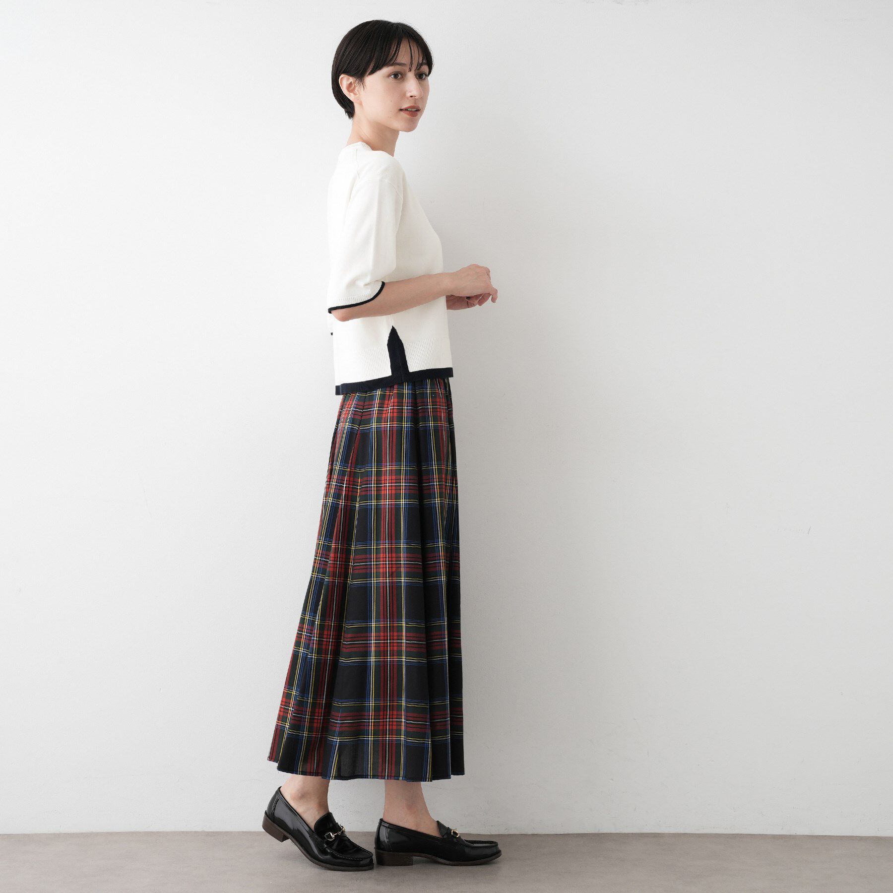 Dessin「【洗える】バイカラーショート丈ニット」|ニット・セーター|