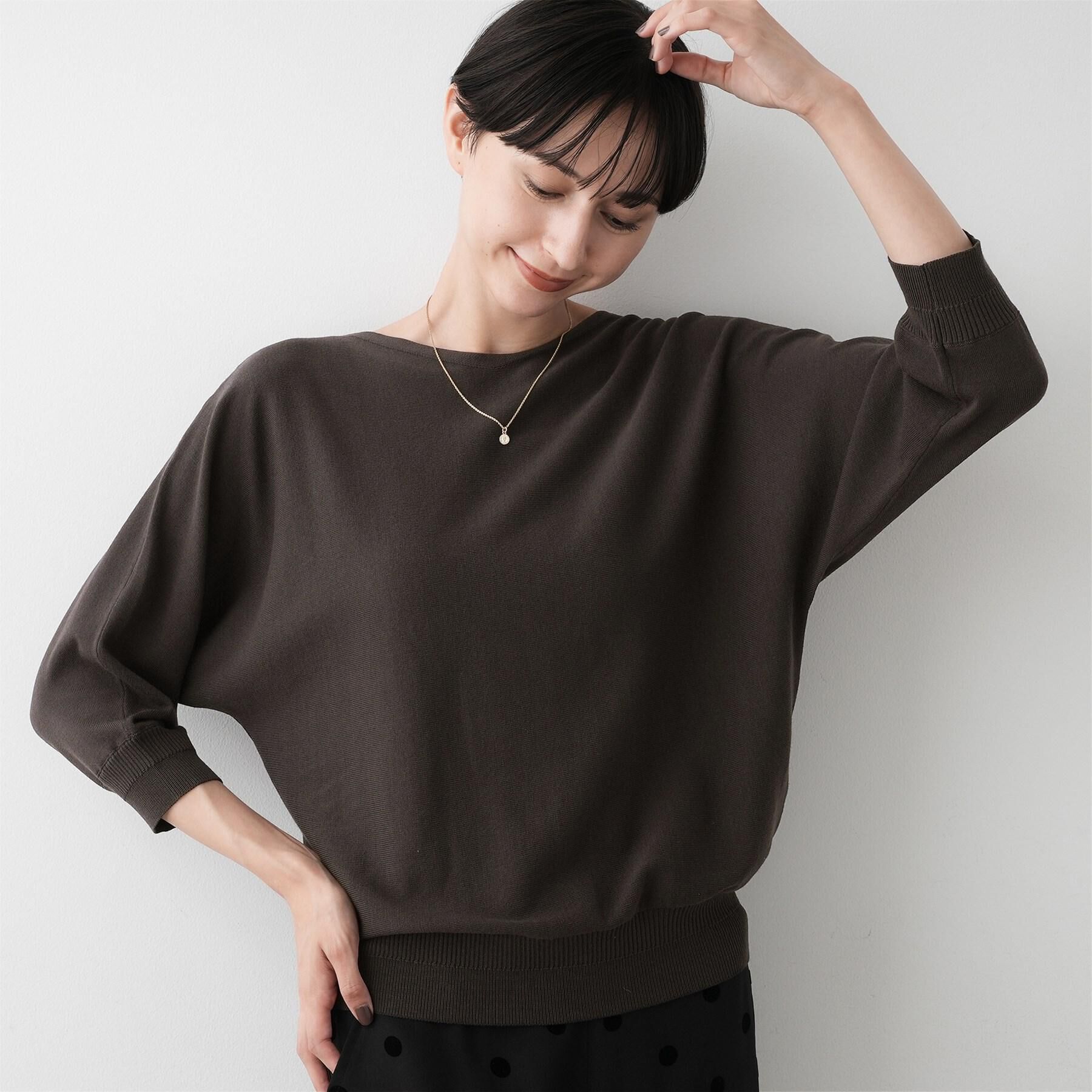 Dessin「【洗える】後ろボタンニットプルオーバー七分袖」|ニット・セーター|