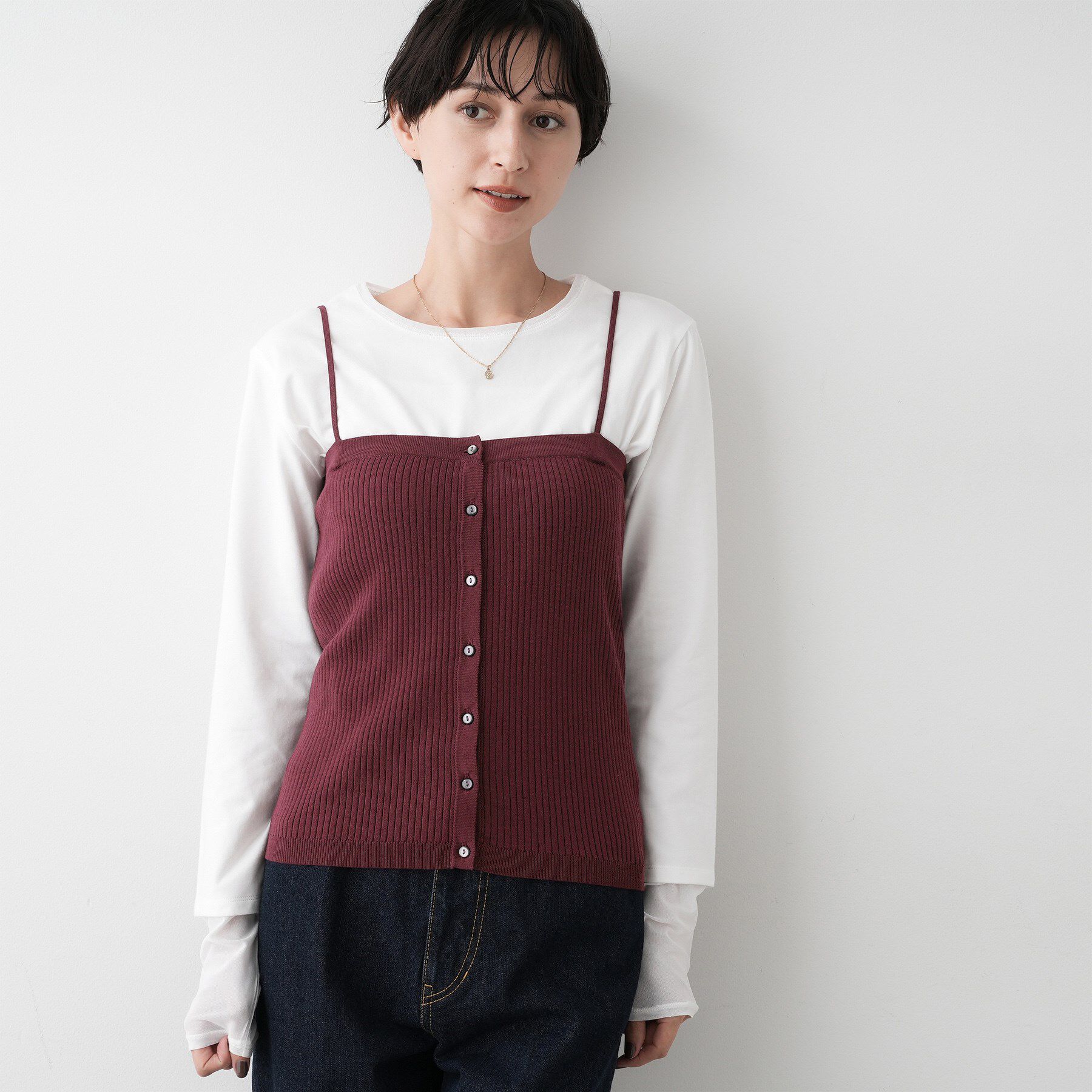 Dessin「【2点セット・洗える】2WAYカーディガン＆キャミソールアンサンブル」|その他|