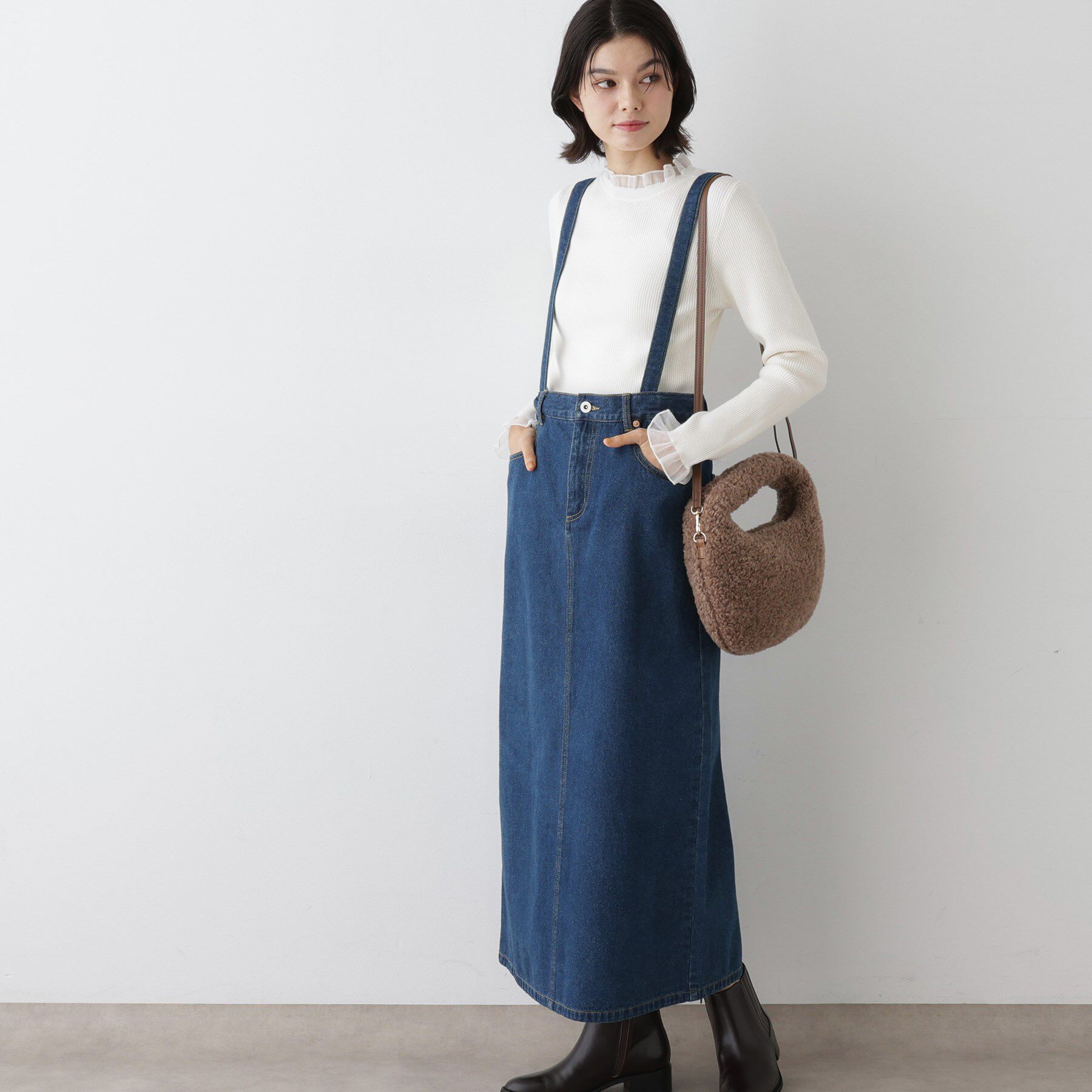 Dessin「【2WAY・洗える】デニムジャンパースカート」|スカート|ブルー(092)