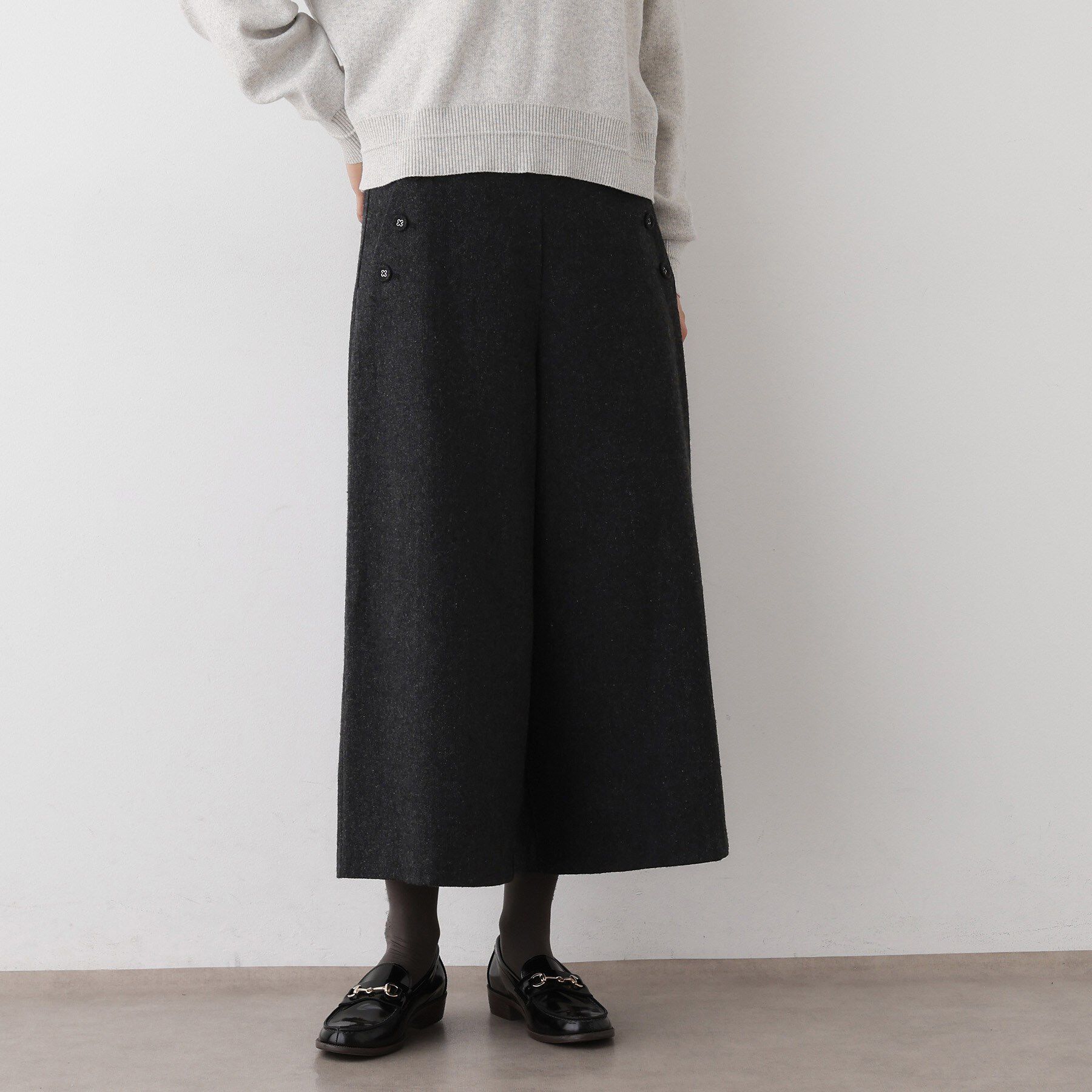 Dessin「【洗える/後ろゴム】ツイードマリンクロップド丈パンツ」|その他|チャコールグレー(0