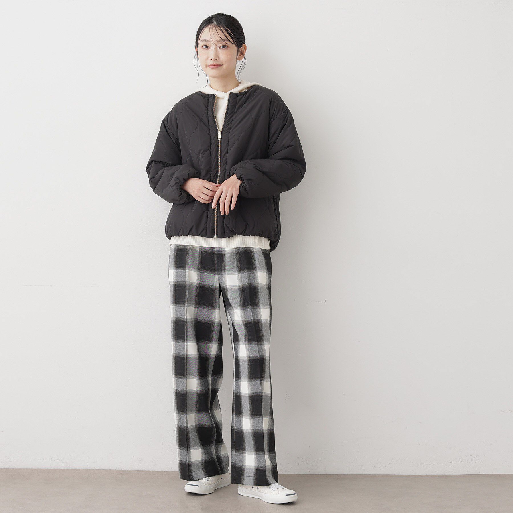 Dessin「【2WAY】リバーシブルタフタボアアウター」|ノーカラージャケット|