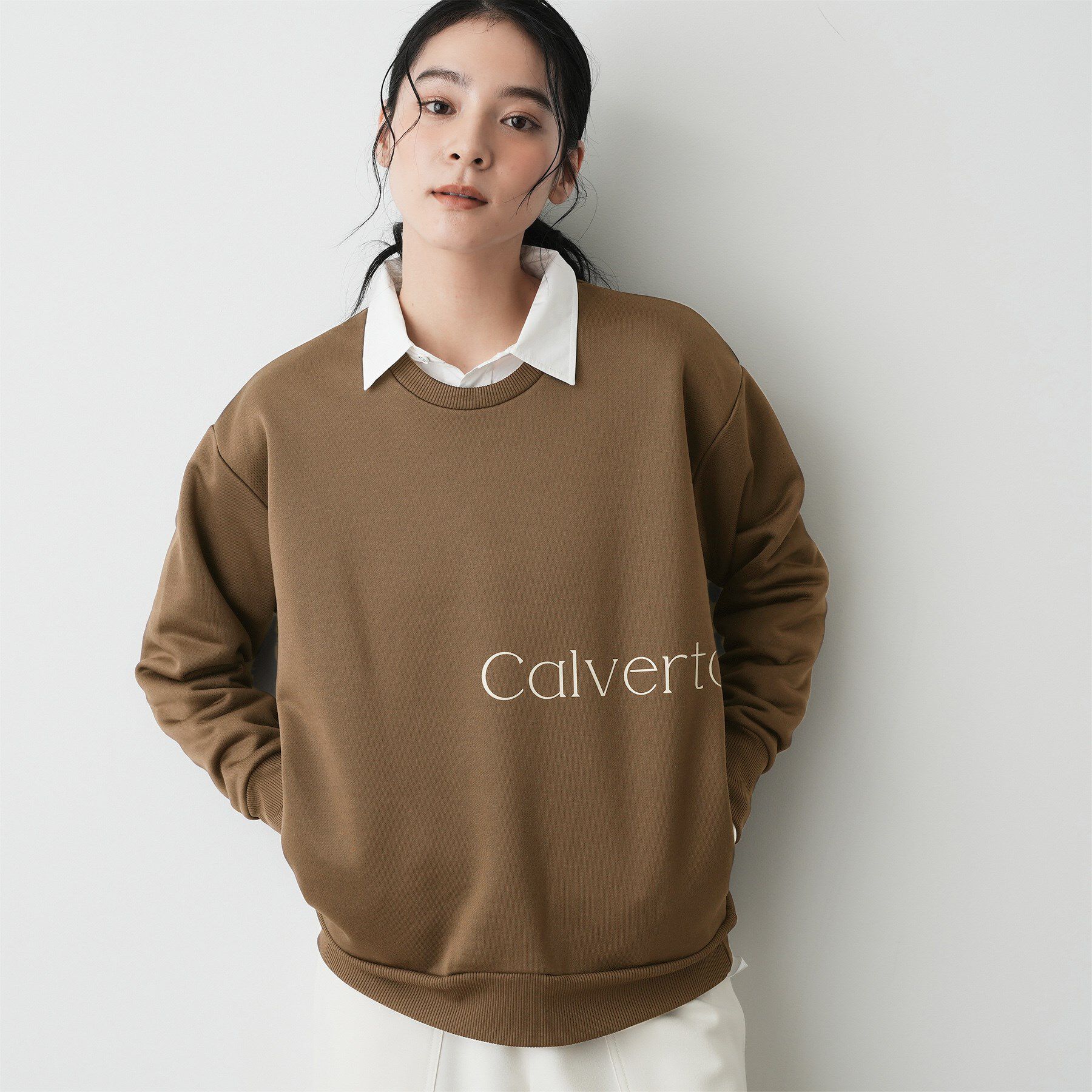 Dessin「【洗える】裏起毛ロゴスウェット」|パーカー|ブラウン(043)