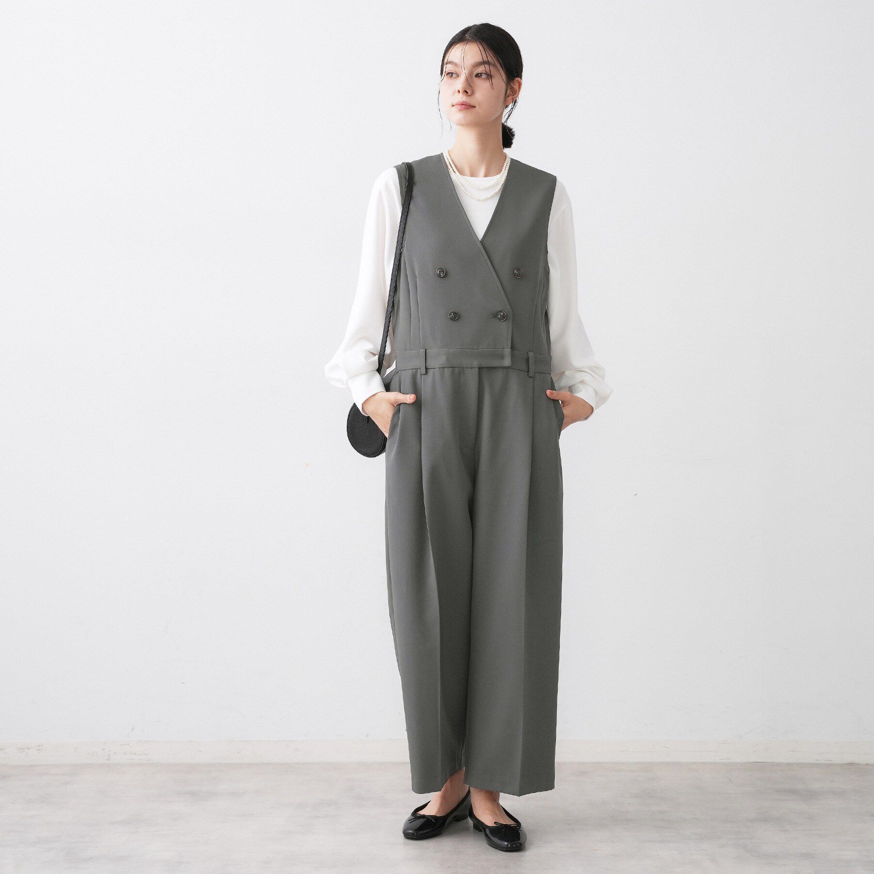 Dessin「【洗える】セットアップ風ジレオールインワン」|オールインワン|チャコールグレー(0