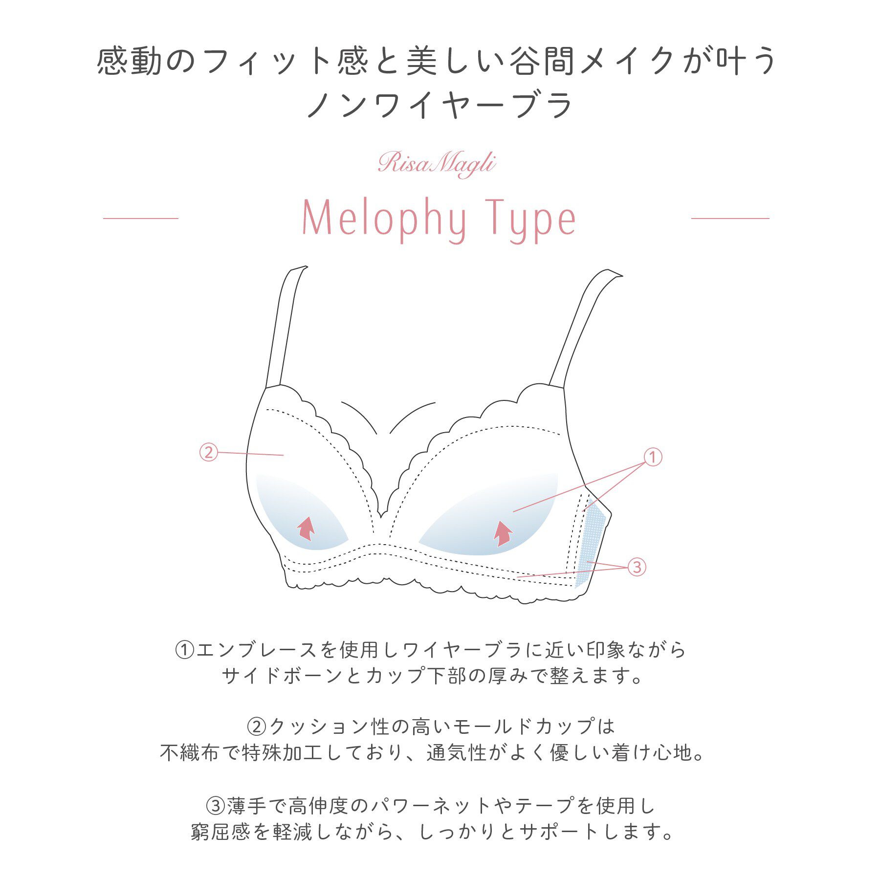 Risa Magli「フルーリ ノンワイヤーブラ (D-F) ＜メロフィータイプ＞」|インナー|