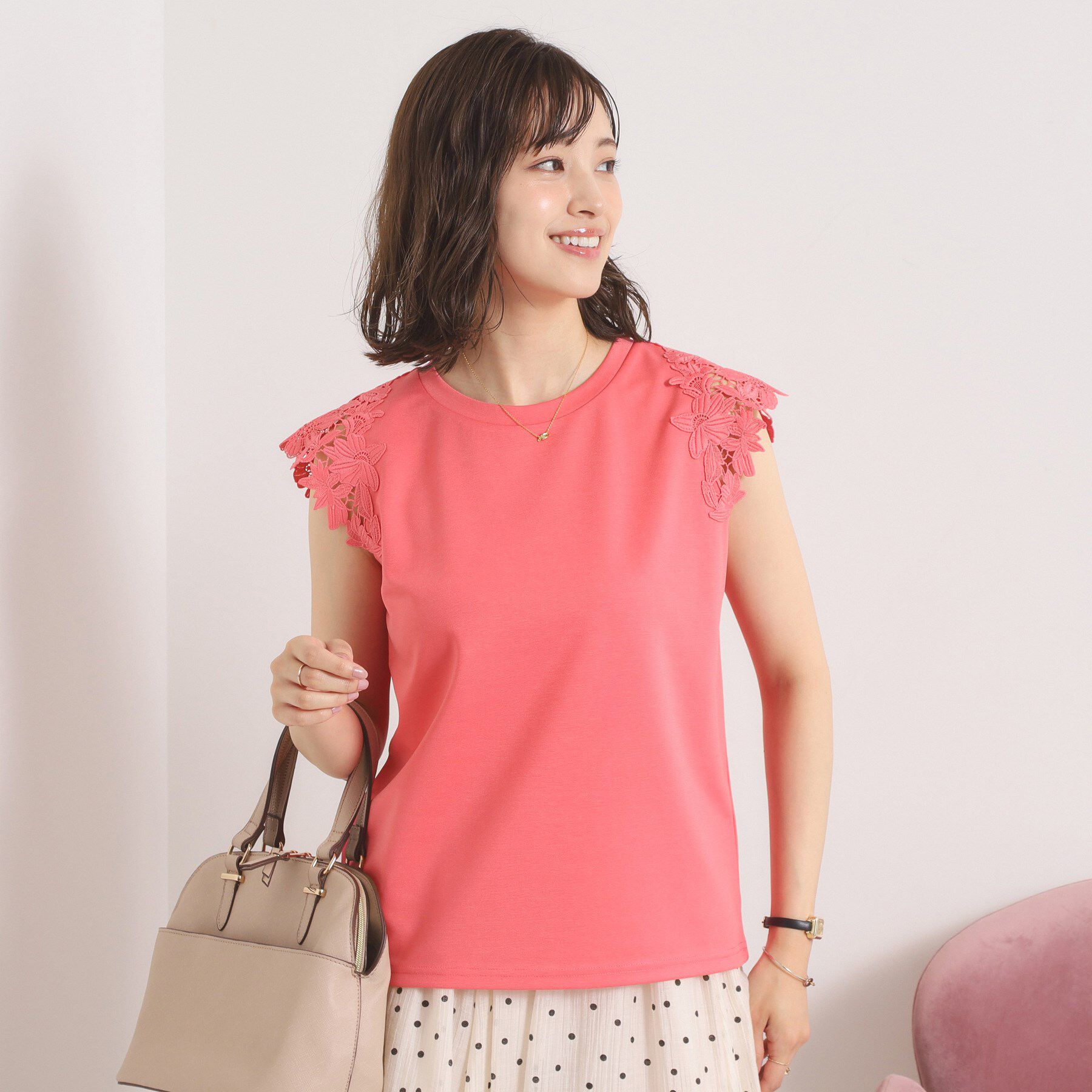 ITS&rsquo;DEMO「【手洗い可】袖レースポンチプルオーバー」|Tシャツ・カットソー|