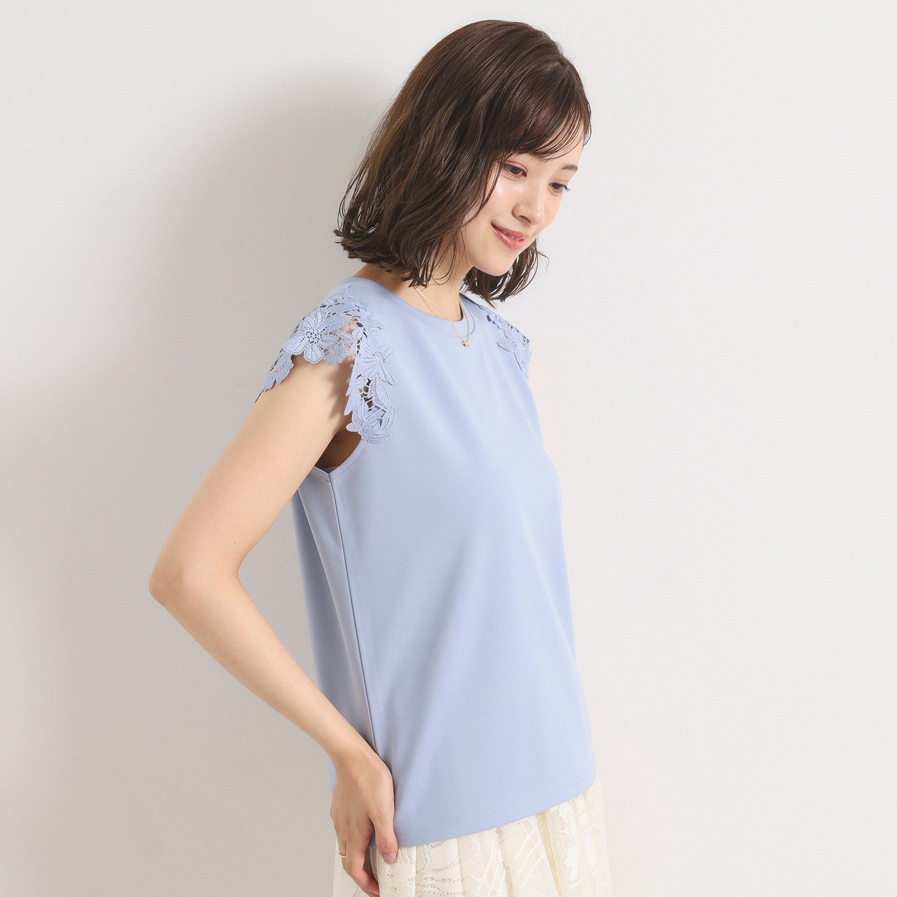 ITS&rsquo;DEMO「【手洗い可】袖レースポンチプルオーバー」|Tシャツ・カットソー|