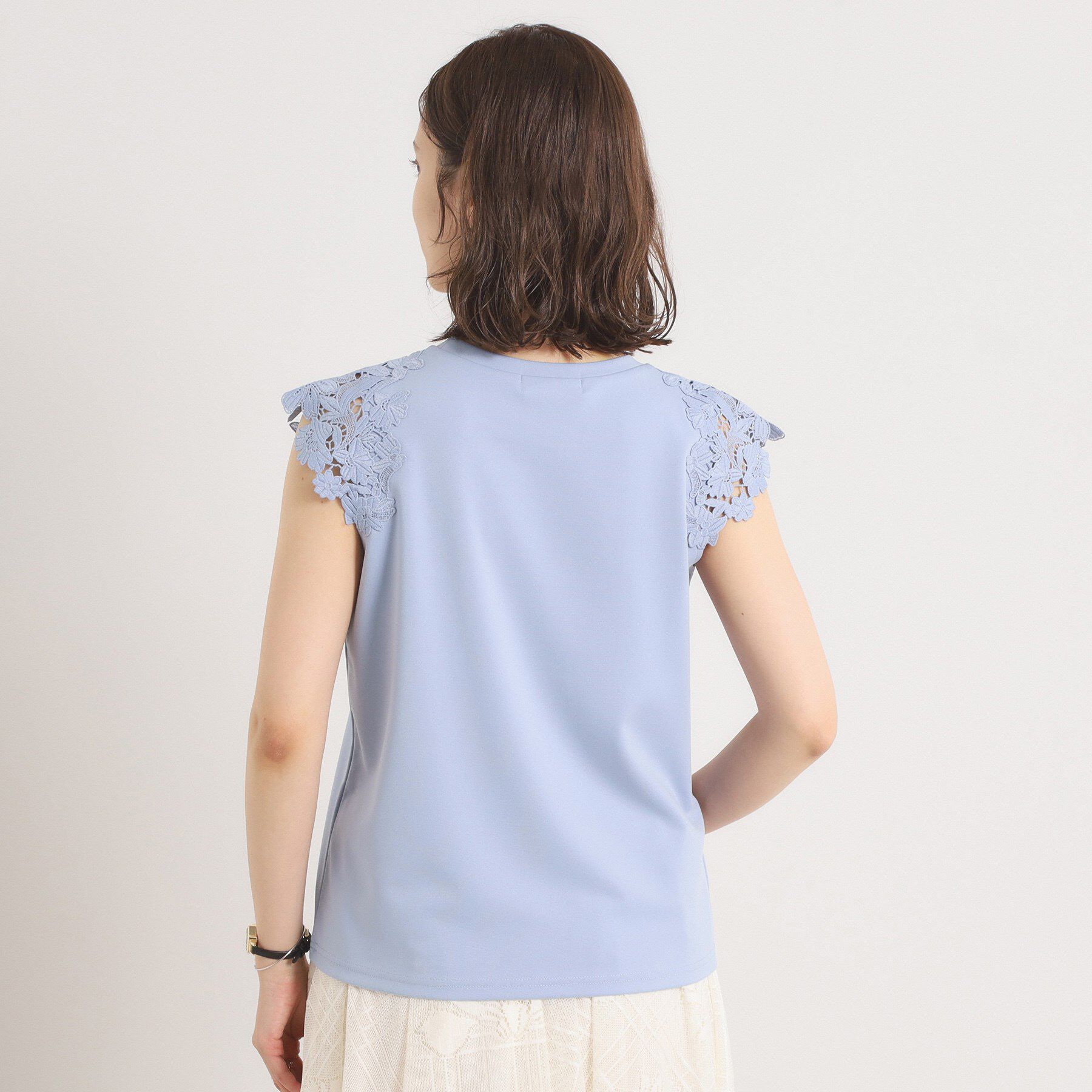 ITS&rsquo;DEMO「【手洗い可】袖レースポンチプルオーバー」|Tシャツ・カットソー|