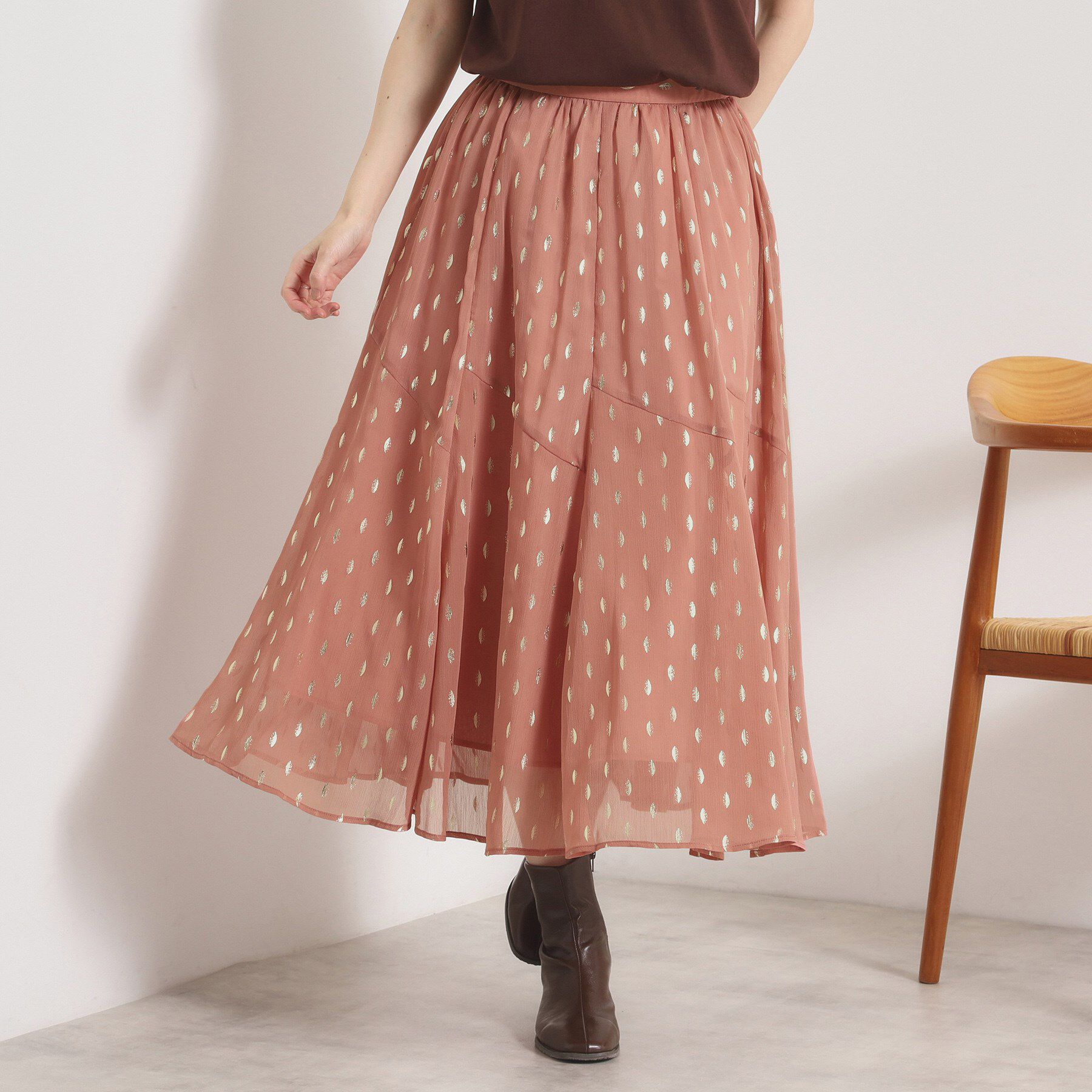 ITS&rsquo;DEMO「【手洗い可／ウエストゴム】箔プリントフレアスカート」|スカート|