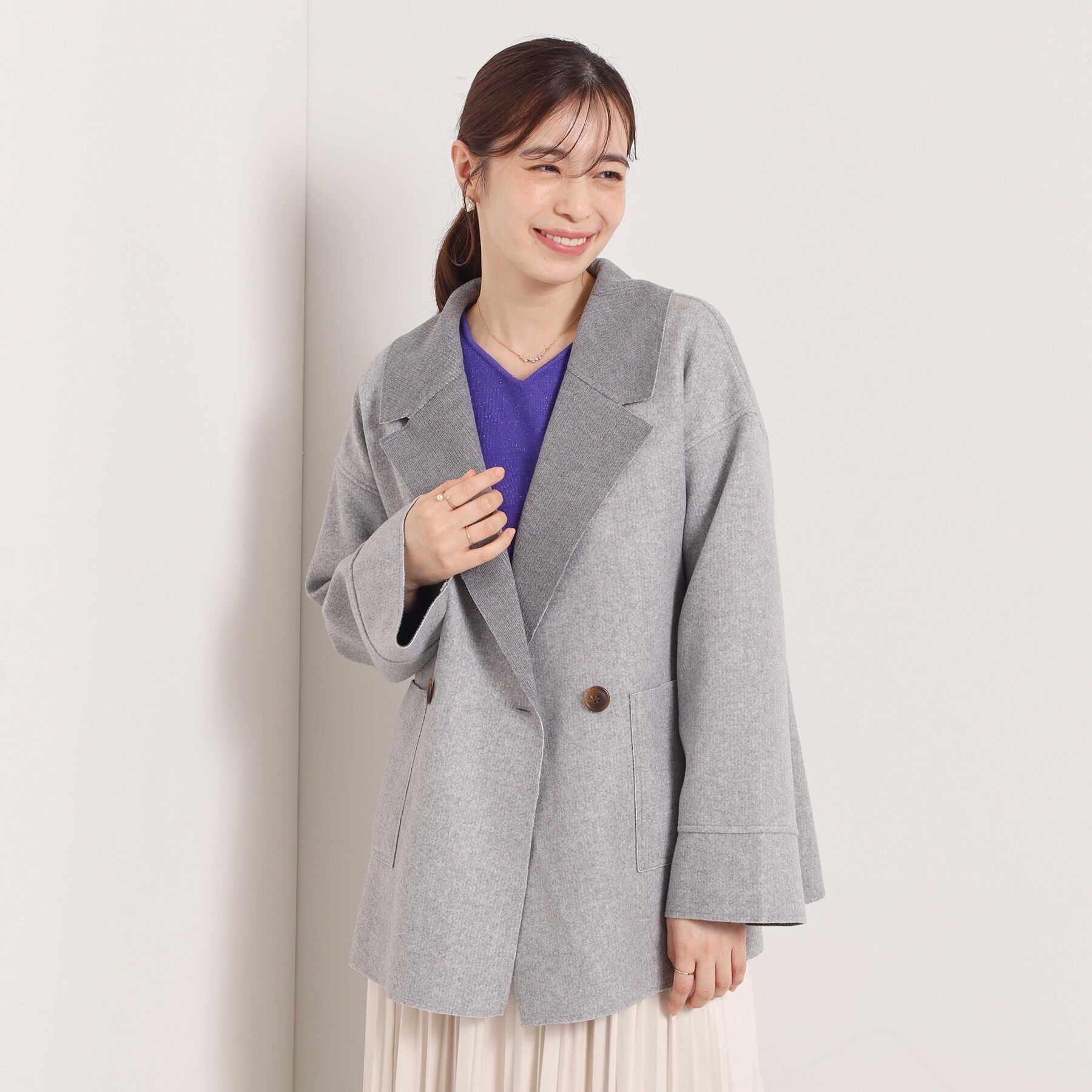 ITS&rsquo;DEMO「裏リブミディ丈ダブルコート」|チェスターコート|