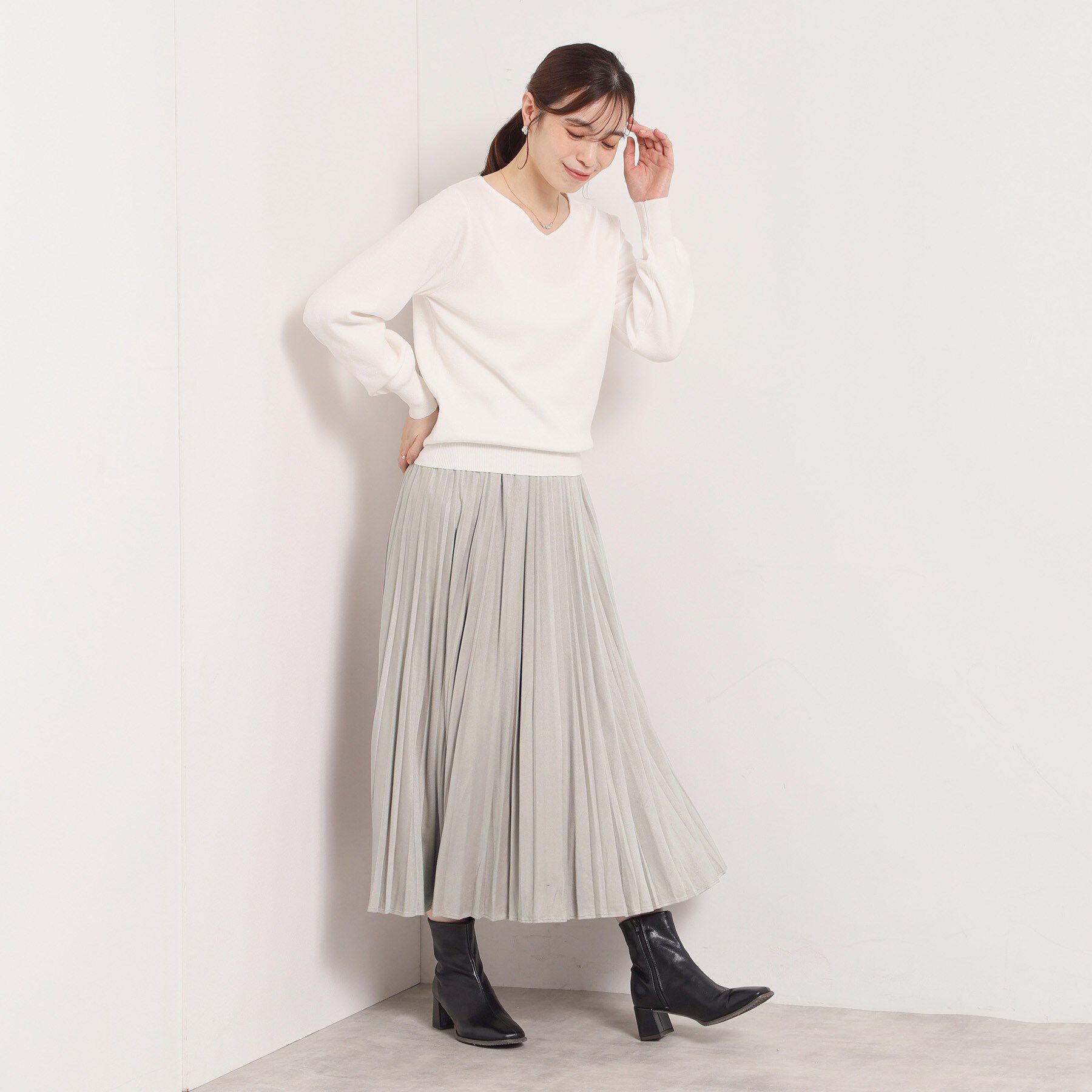 ITS&rsquo;DEMO「【手洗い可/ウエストゴム】フェイクスエードプリーツスカート」|スカート|