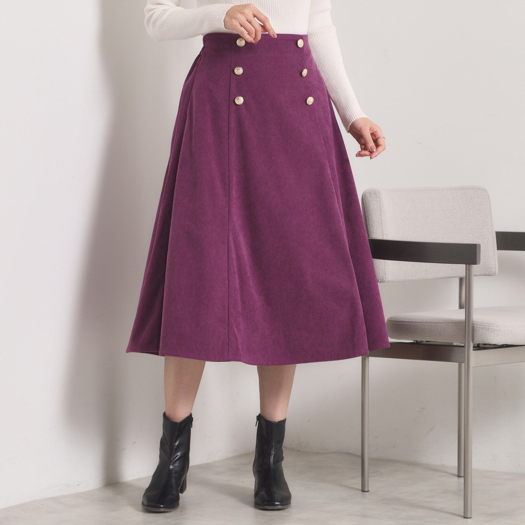 ITS&rsquo;DEMO「【洗濯機OK／ウエストゴム】コーデュロイスカート」|スカート|