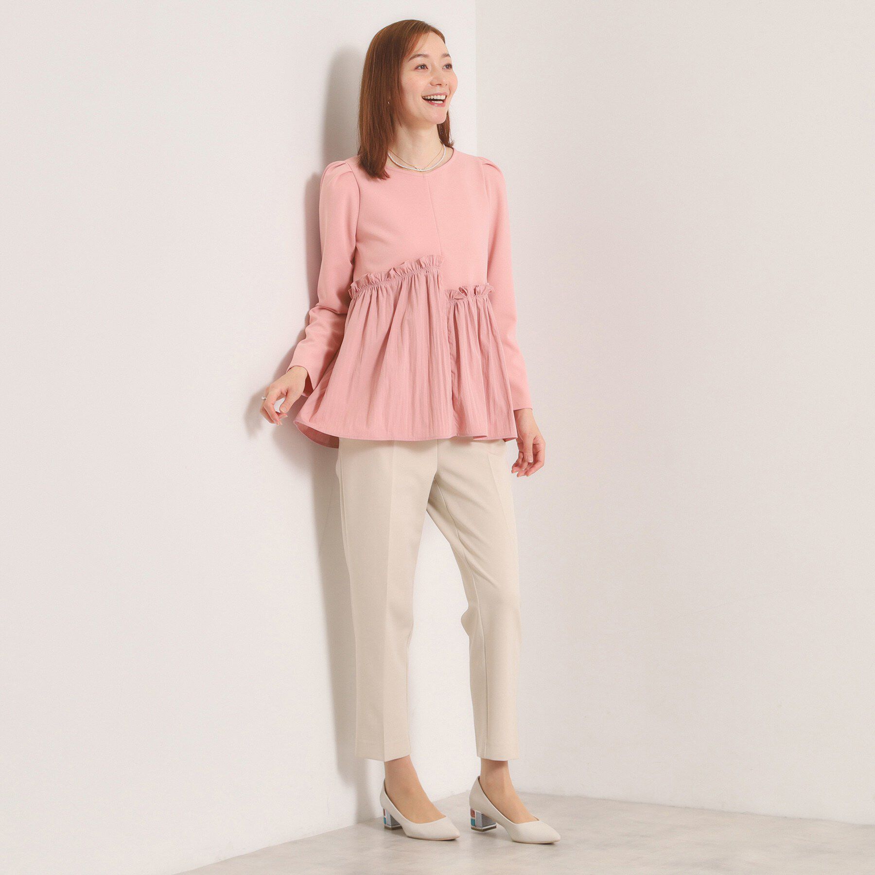 ITS&rsquo;DEMO「【洗濯機OK】異素材ドッキングトップス」|Tシャツ・カットソー|