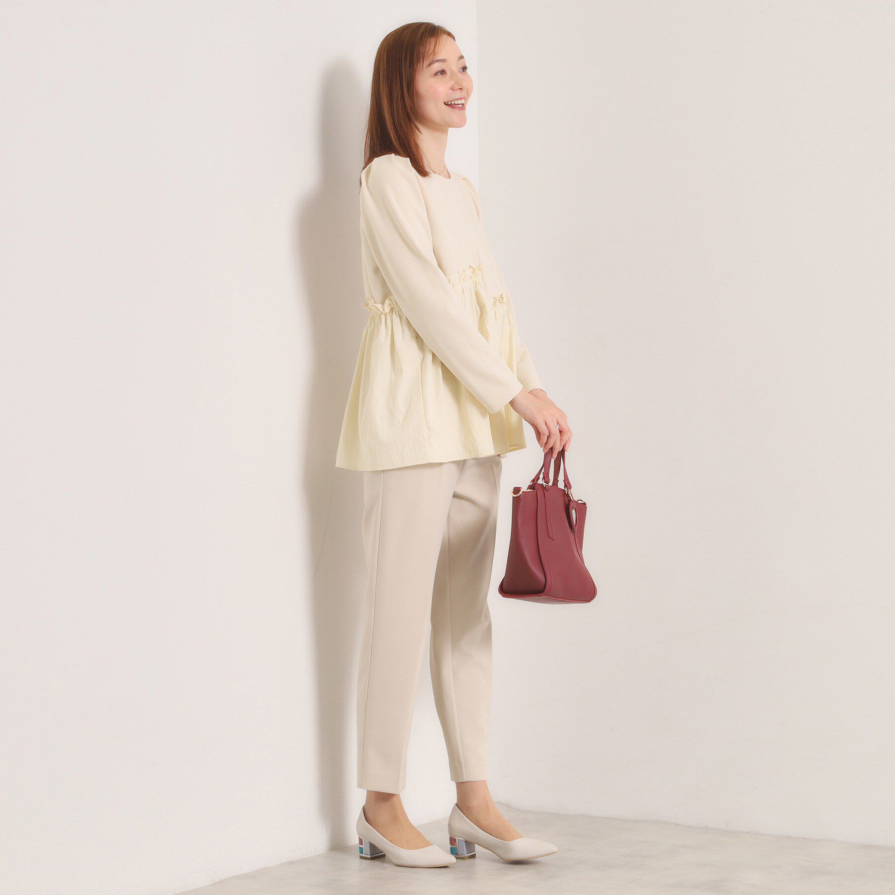 ITS&rsquo;DEMO「【洗濯機OK】異素材ドッキングトップス」|Tシャツ・カットソー|