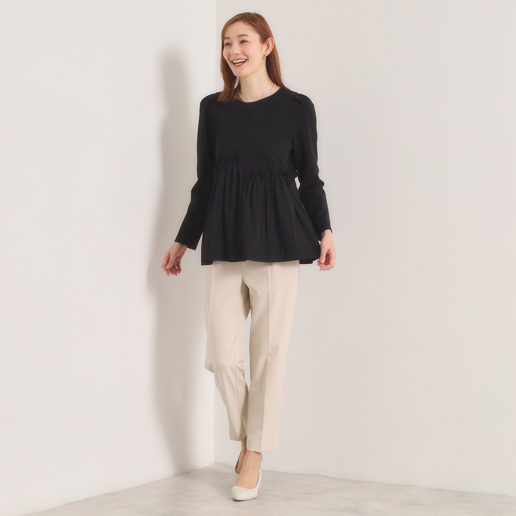 ITS&rsquo;DEMO「【洗濯機OK】異素材ドッキングトップス」|Tシャツ・カットソー|