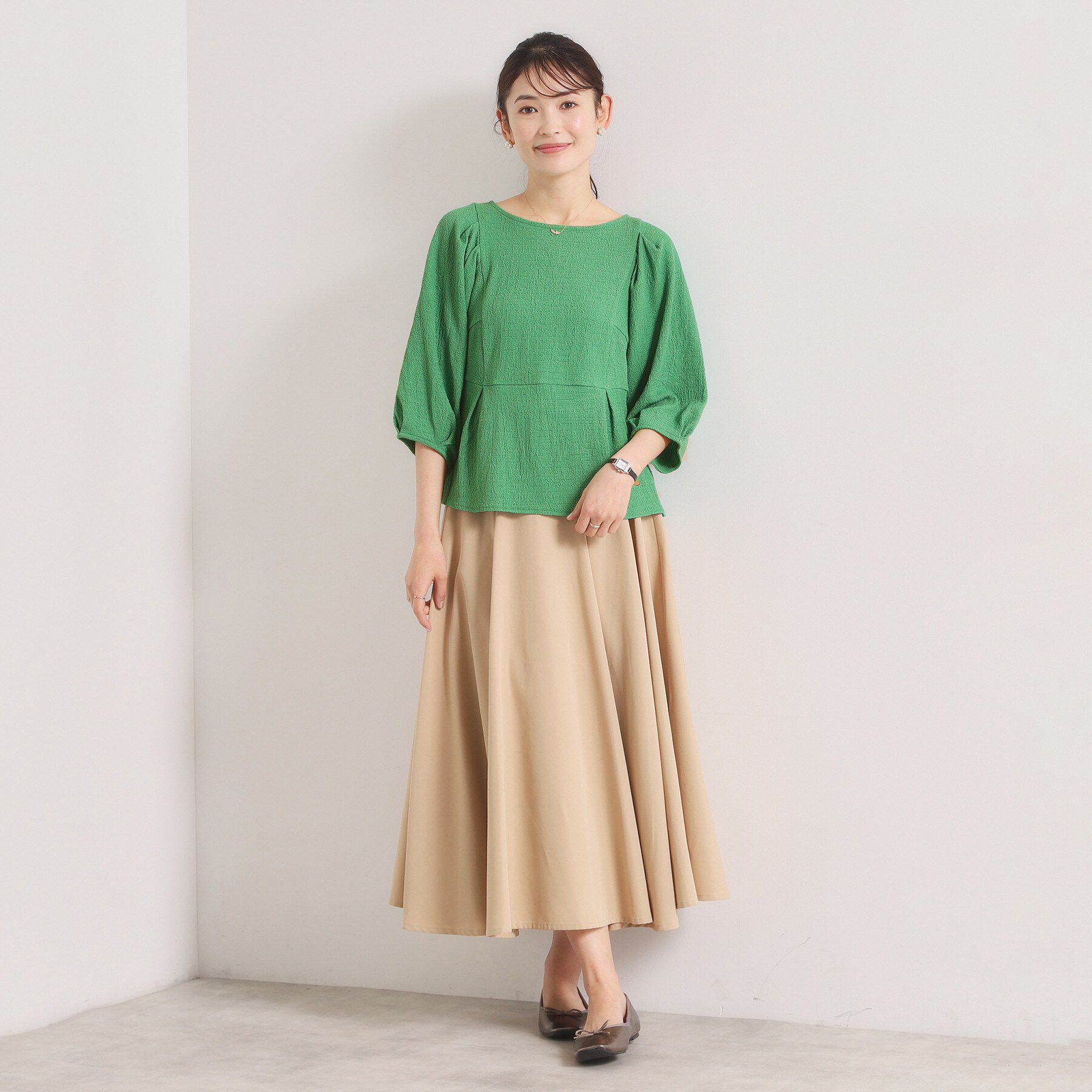 ITS&rsquo;DEMO「【洗濯機OK】シャーリングジャカードトップス」|Tシャツ・カットソー|