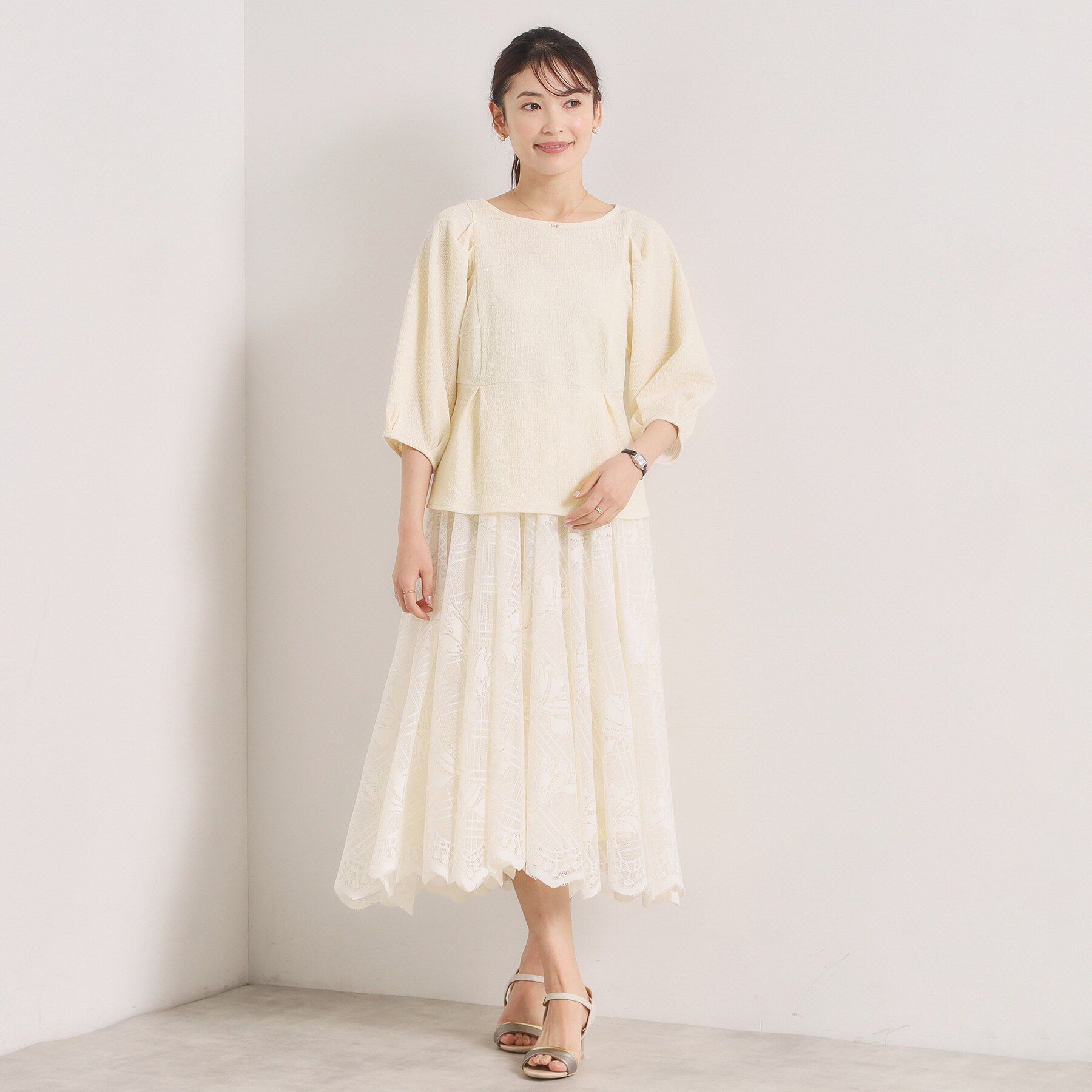 ITS&rsquo;DEMO「【洗濯機OK】シャーリングジャカードトップス」|Tシャツ・カットソー|