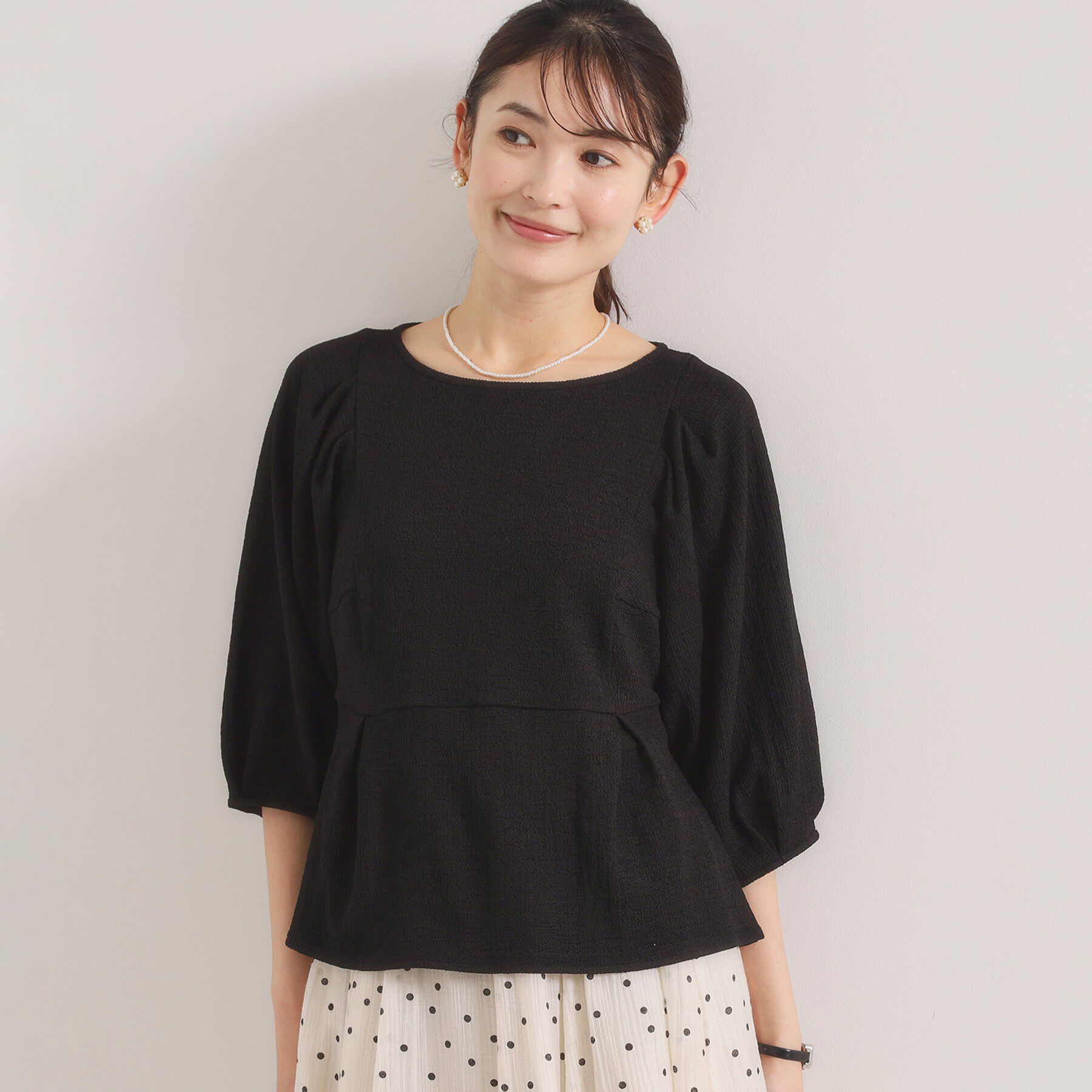 ITS&rsquo;DEMO「【洗濯機OK】シャーリングジャカードトップス」|Tシャツ・カットソー|