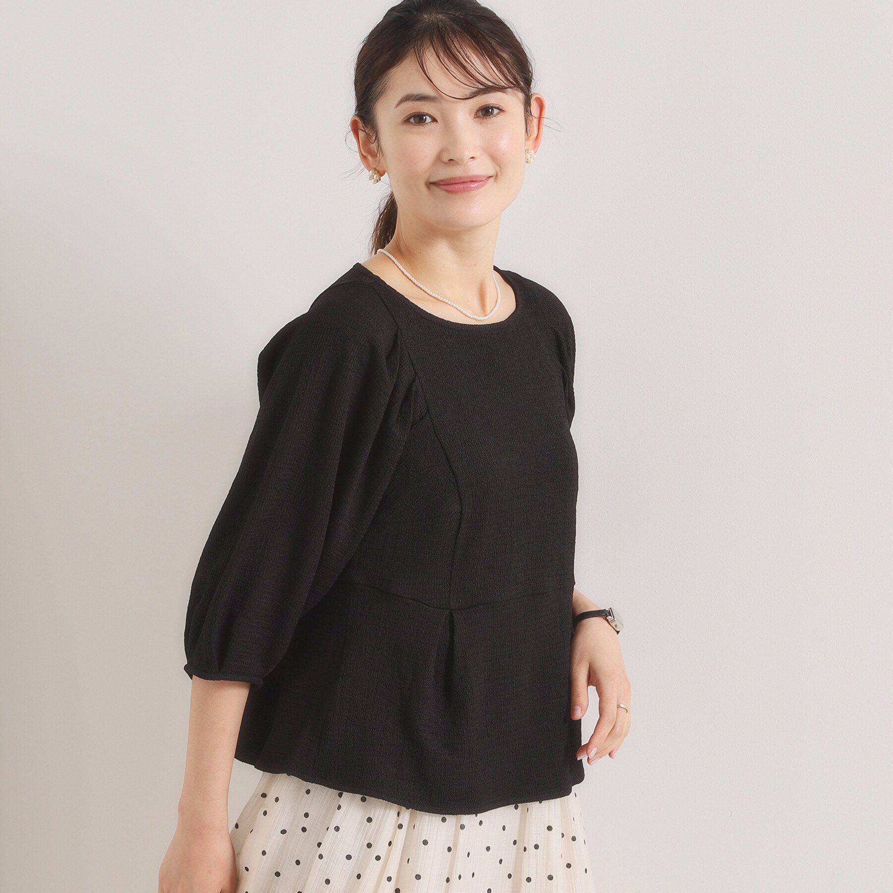 ITS&rsquo;DEMO「【洗濯機OK】シャーリングジャカードトップス」|Tシャツ・カットソー|