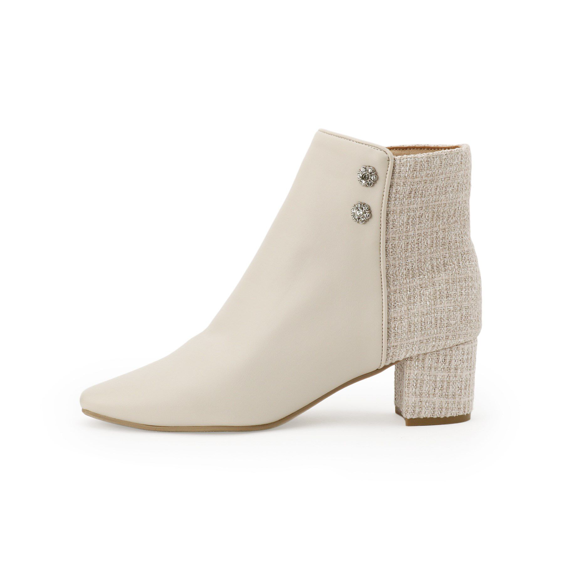 ESPERANZA「ビジュー付きツイードショートブーツ」|ショートブーツ|